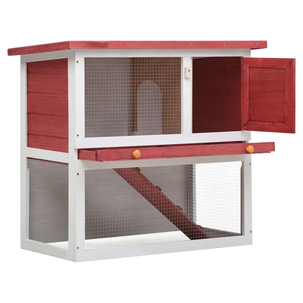 Premium Outdoor Rabbit Hutch with 1 Door - Durable Red Wood Construction - Perfect for Backyard, Garden, or Patio Rabbit Housing