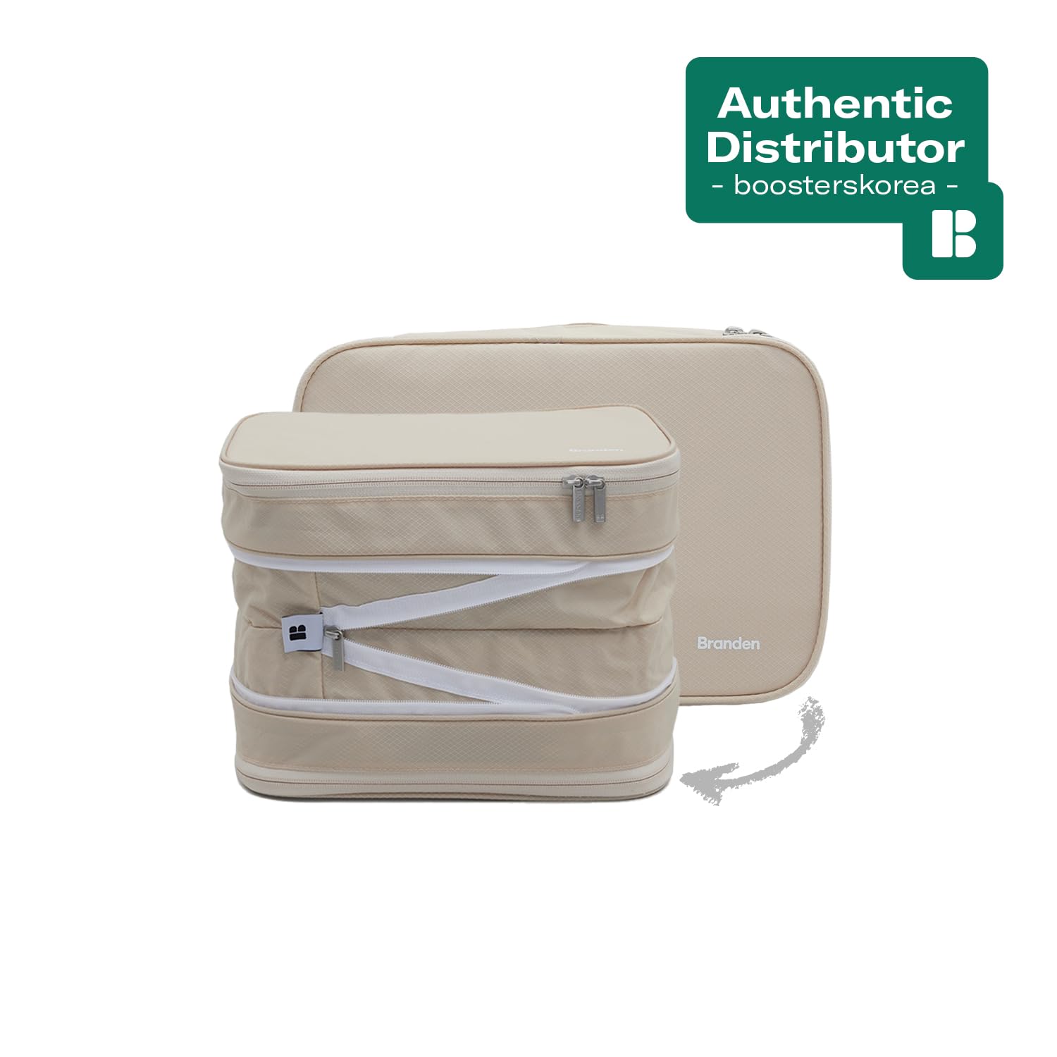 Branden Small Compression Packing Cube - Sandbeige | Travel Essentials & Luggage Organizer | Self-Compression Space Saver for Suitcases | Perfect for Overnight Trips, Road Trips, Beach Vacations & Cruises | Compact Travel Accessory for Efficient Packing
