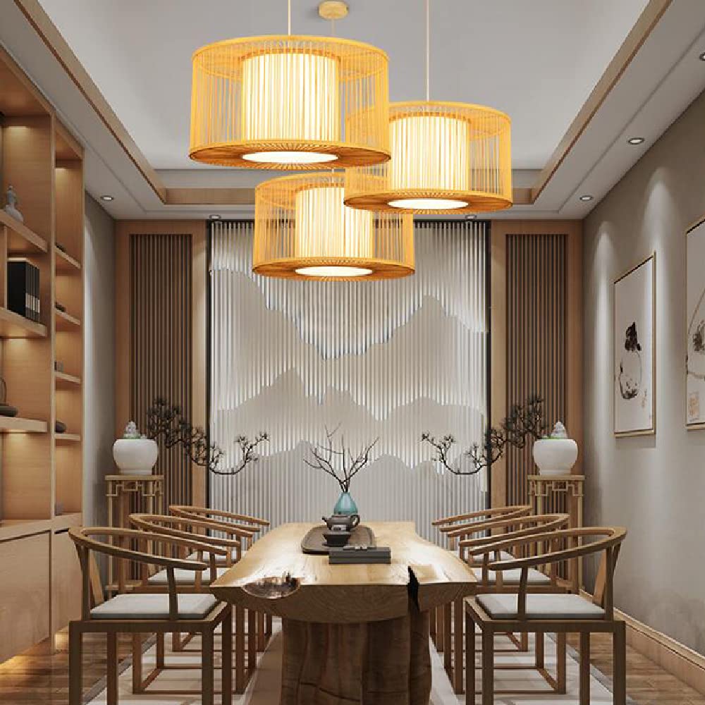 Birdcage Bamboo Chandelier - Handwoven Rattan Wicker Pendant Light with Natural Woven Lampshade | Eco-Friendly Restaurant, Bar & Home Decor Lighting | Perfect for Boho, Coastal & Tropical Interior Design