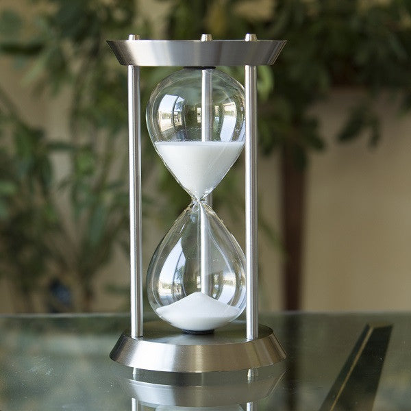 60 Minute Nautical Metal Sand Timer - Silver or Black Hourglass for Home Office Decor, Kitchen Timer, Meditation & Board Games Accessory