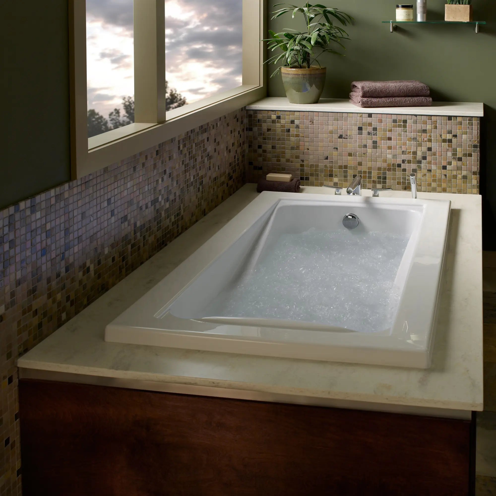 66 x 36 Inch Green Tea® Drop-In Bathtub with EcoSilent® EverClean® Hydromassage System - Luxury Soaking Tub for Spa-Like Relaxation at Home