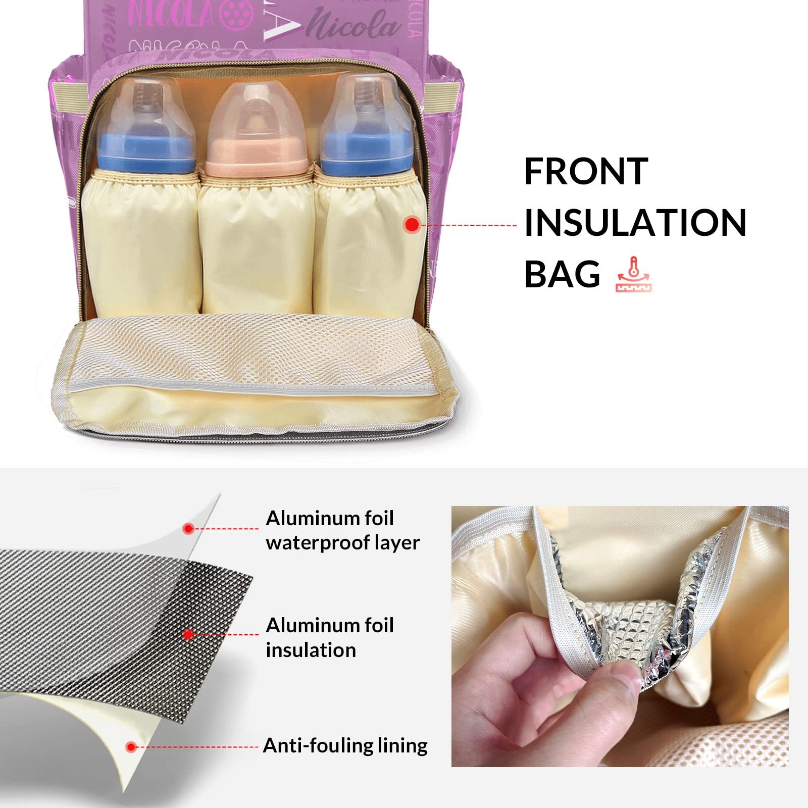 Custom Personalized Diaper Backpack - Large Capacity Waterproof Baby Bag for Boys & Girls with Name Embroidery | Fashionable Shoulder Bag for Moms | Perfect for Travel, Daycare & Everyday Use