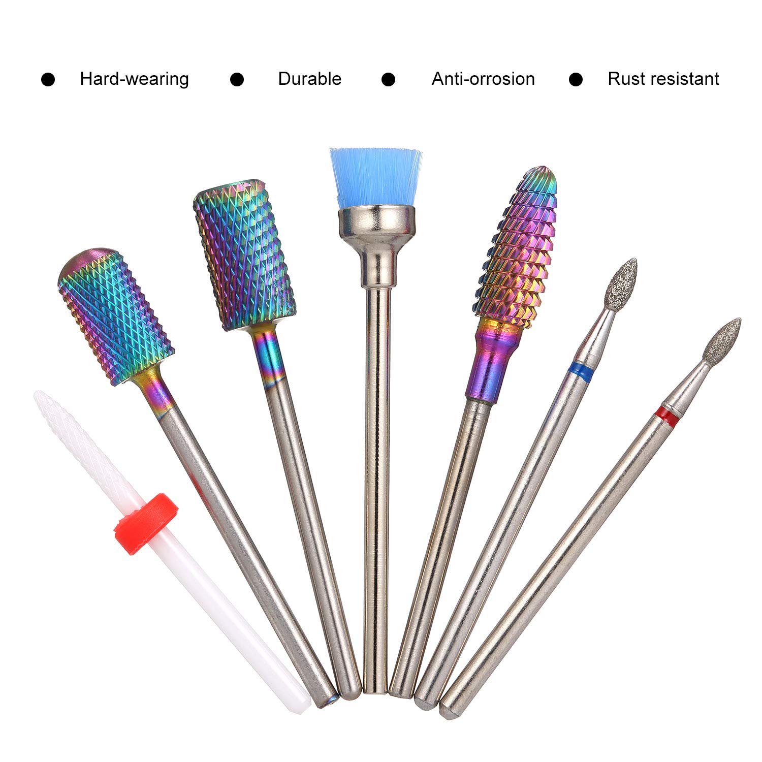 7PCS Professional Nail Art Kit with Multicolor Nail Bits, Manicure Tools & Dust Brush - Perfect for Salon, Home Nail Care & DIY Nail Polish Designs