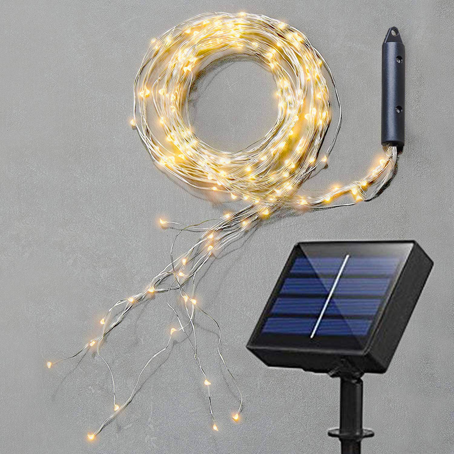 Soltuus Solar Powered Fairy String Lights - 180 LED Watering Can Outdoor Lights, Waterproof Waterfall Fairy Lights in Warm White | Perfect for Garden, Patio, Wedding & Backyard Decor