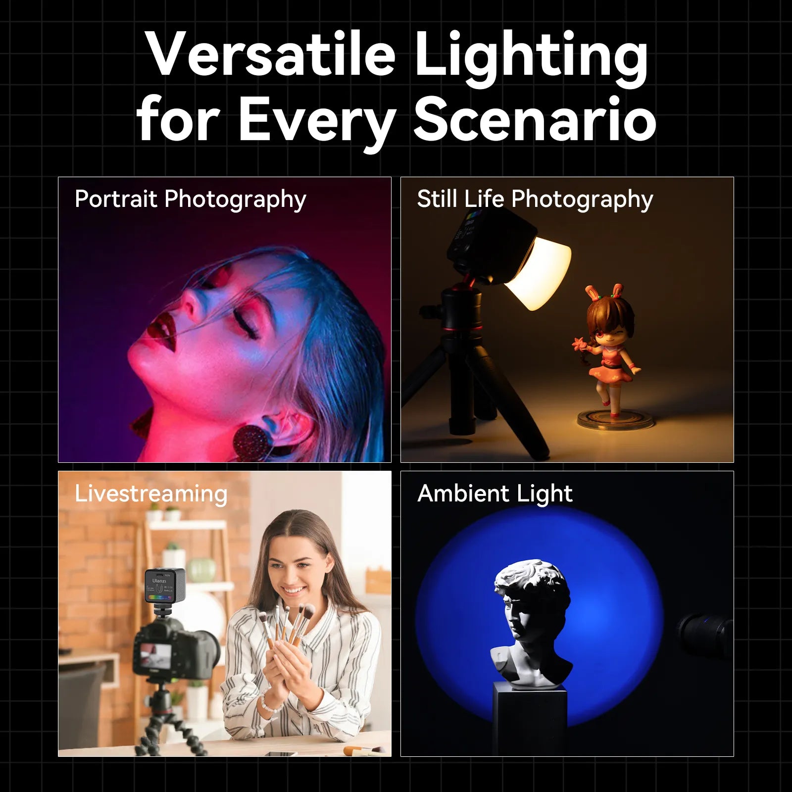 Ulanzi L3 RGB LED Video Light - 3200K-5600K Adjustable, 2600mAh Battery, Portable Lighting for YouTube, Vlogging, Photography, Live Streaming & Content Creation
