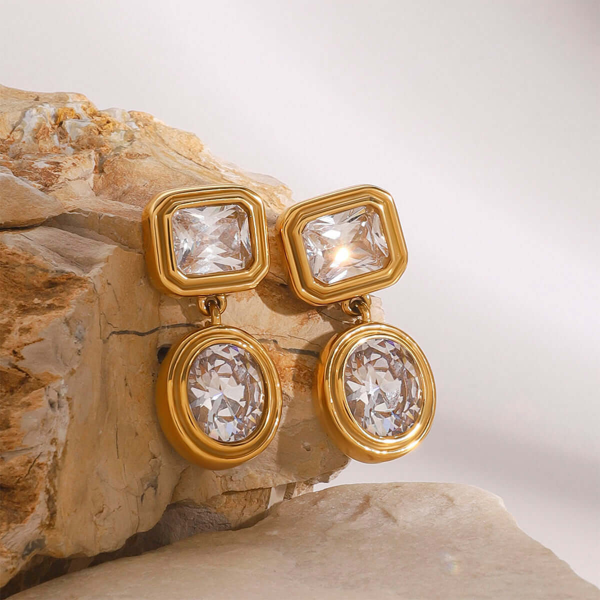 Vintage Gold Geometric Dangle Earrings for Women - Retro Chic Statement Jewelry | Perfect for Parties, Weddings & Everyday Wear | JDE024