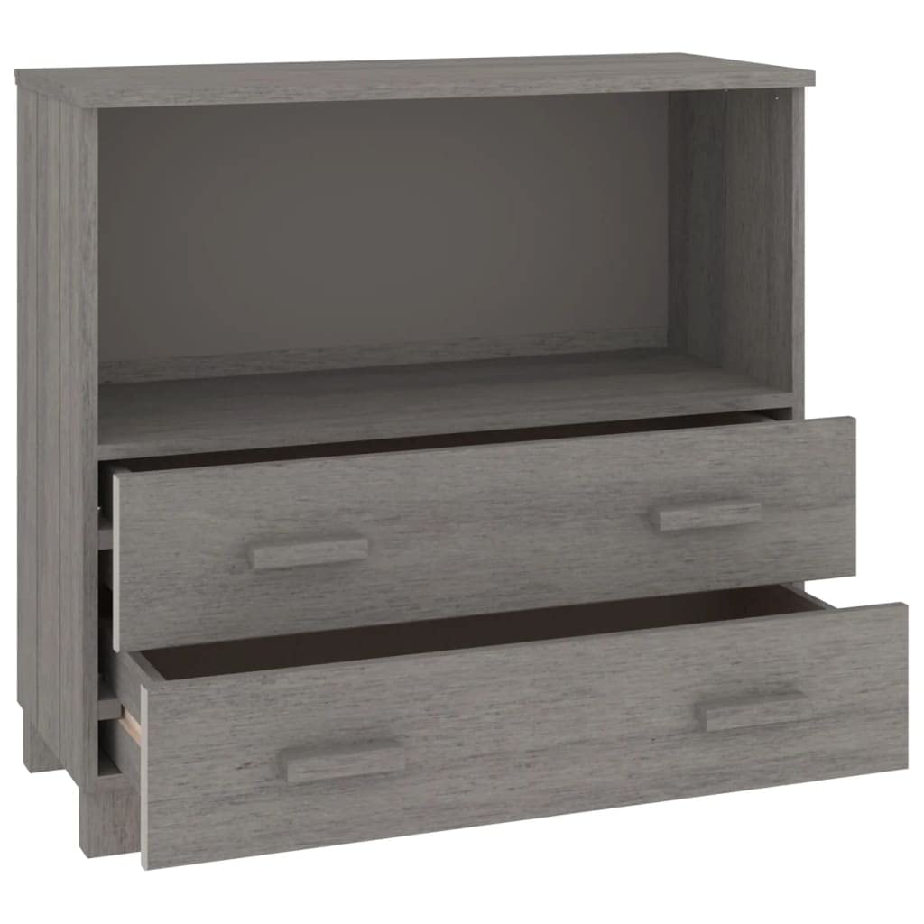 vidaXL HAMAR Gray Solid Pinewood Sideboard - Stylish Wooden Storage Cabinet with 3 Drawers & 2 Doors, Perfect for Living Room, Dining Room, Bedroom or Entryway Organization | Rustic Home Decor Furniture for Small Spaces