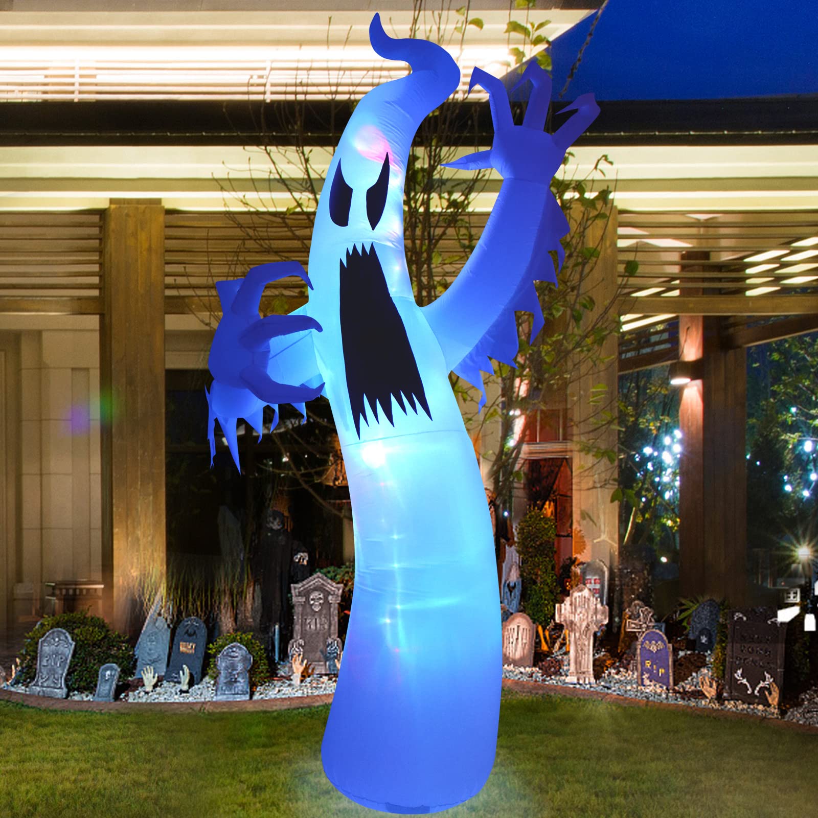 TOLOCO 12 FT Halloween Inflatable Outdoor Decoration with LED Lights - Spooky Yard Decor for Halloween Party, Haunted House, and Trick or Treating