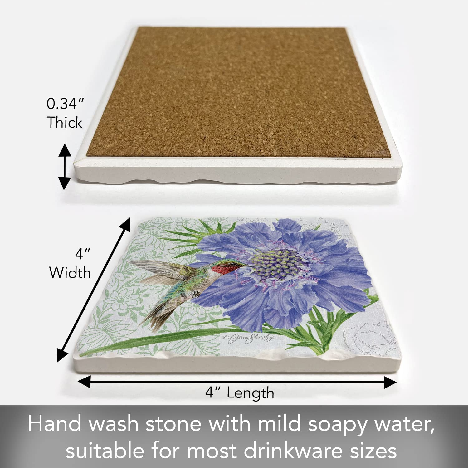 Thirstystone Scabiosa Tumbled Stone Coaster Set - 4