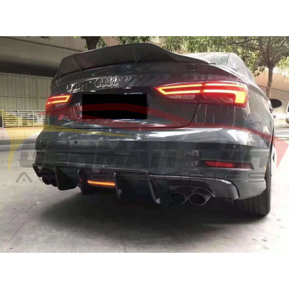2017-2020 Audi A3/S3 Carbon Fiber Rear Diffuser with LED Brake Light | 8V.5 A3/S3 Body Kit | Upgrade Your Car's Sporty Look for Street Racing & Car Shows