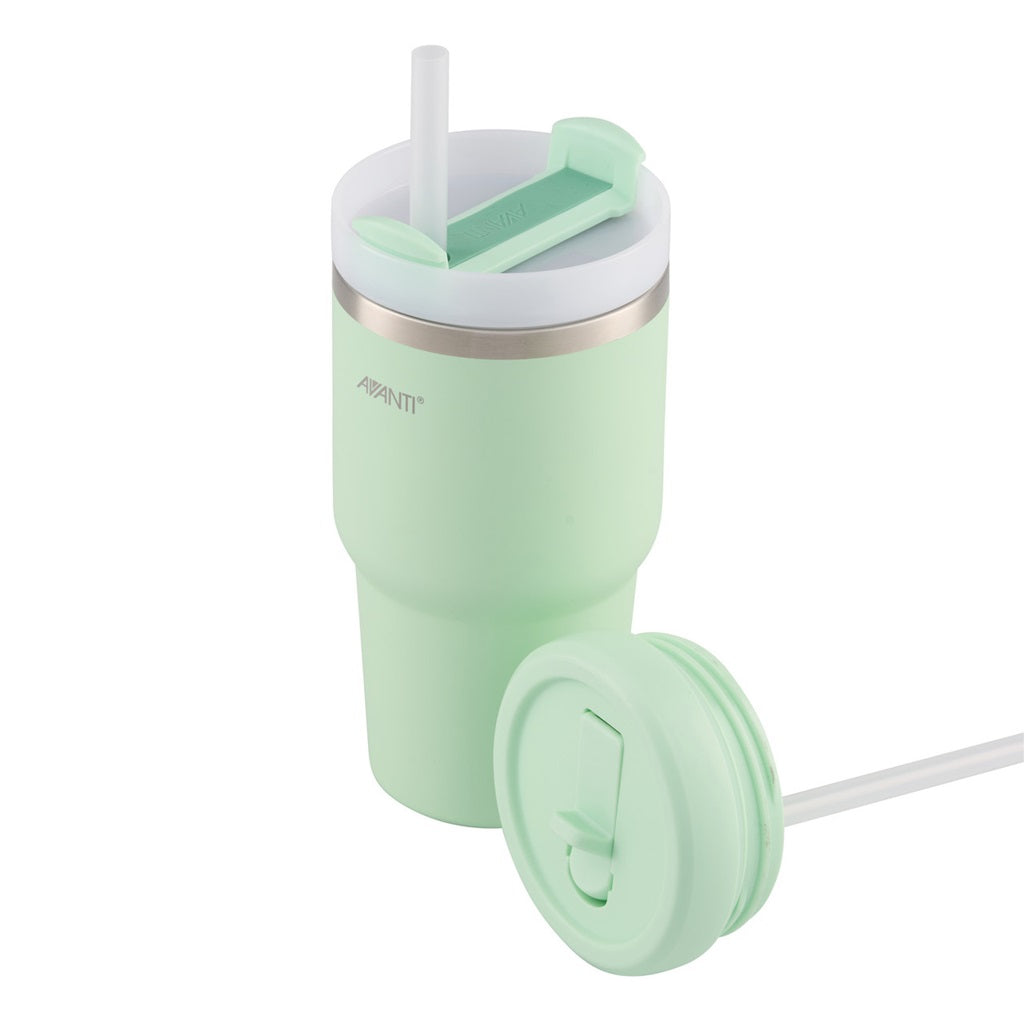 Avanti HydroQuench 550ml Smoothie Tumbler with 2 Lids - Leak-Proof Insulated Stainless Steel Water Bottle for Gym, Travel & Office - Mint Green