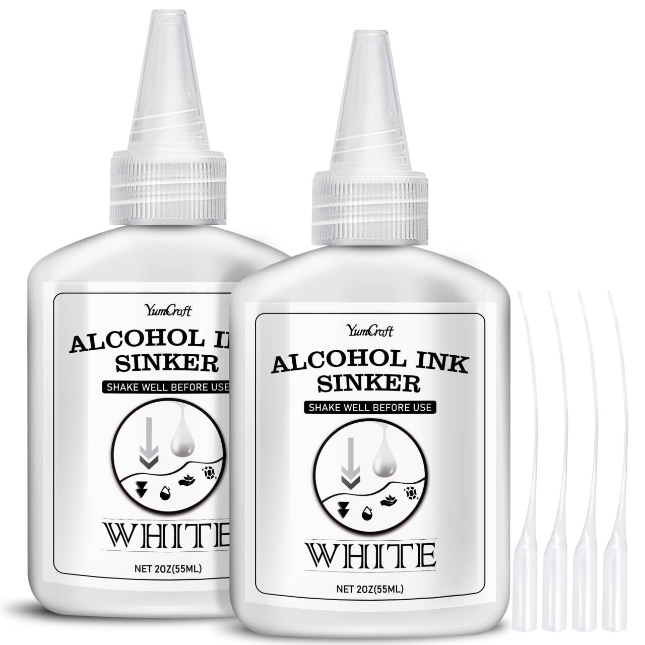 Premium White Alcohol Ink for Epoxy Resin Art - 4oz Alcohol-Based Pigment for Resin Petri Dishes, Tumblers, Coasters & Painting on Yupo Paper - Perfect for DIY Crafts, Jewelry Making & Home Decor Projects