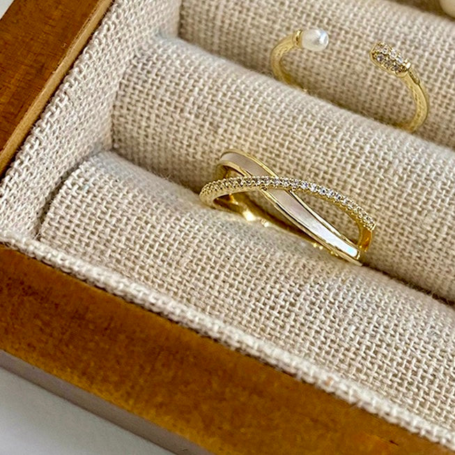 Elegant Crossover Pearl Midi Ring Set for Women - Trendy Stackable Jewelry for Everyday Wear, Parties & Special Occasions | A8508