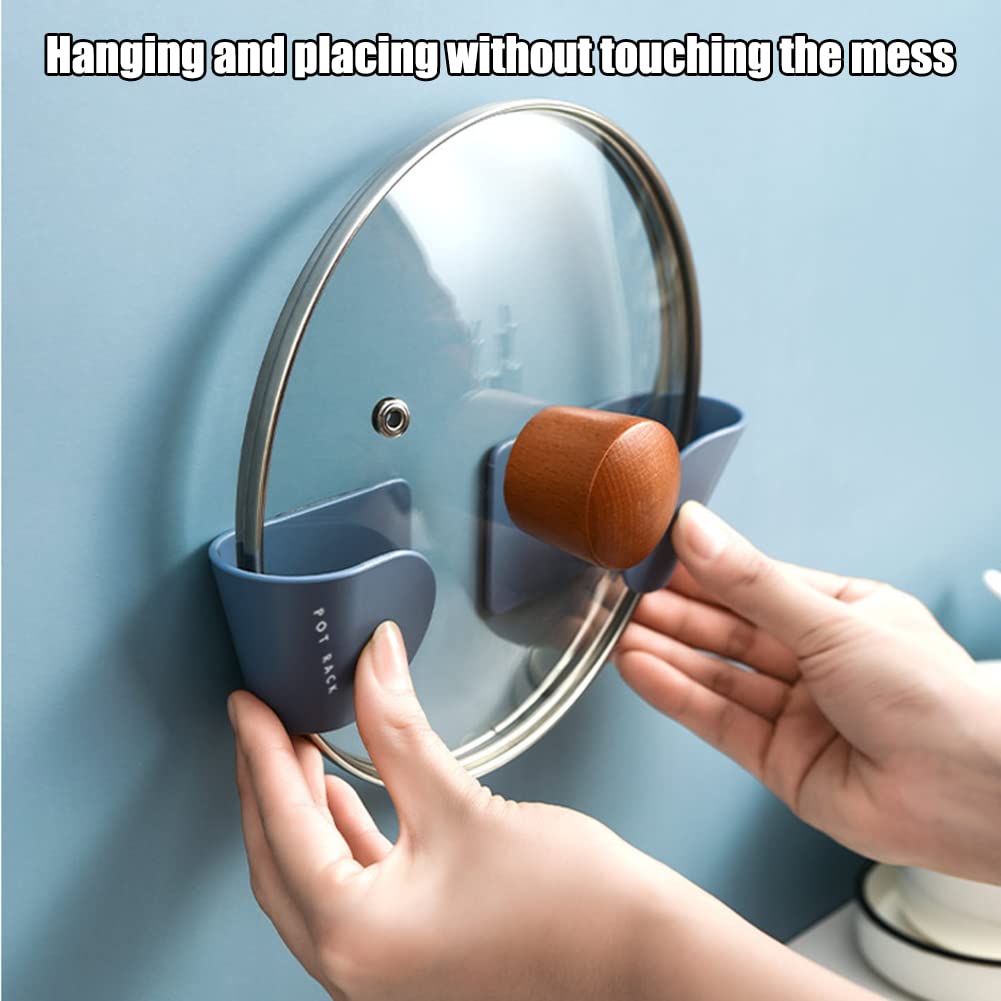 3 Pairs Adjustable Wall Mount Pot Lid Organizer - Space Saving Kitchen Cabinet Door Organizer & Pot Lid Holder - Perfect for Small Kitchens, RVs, and Apartments