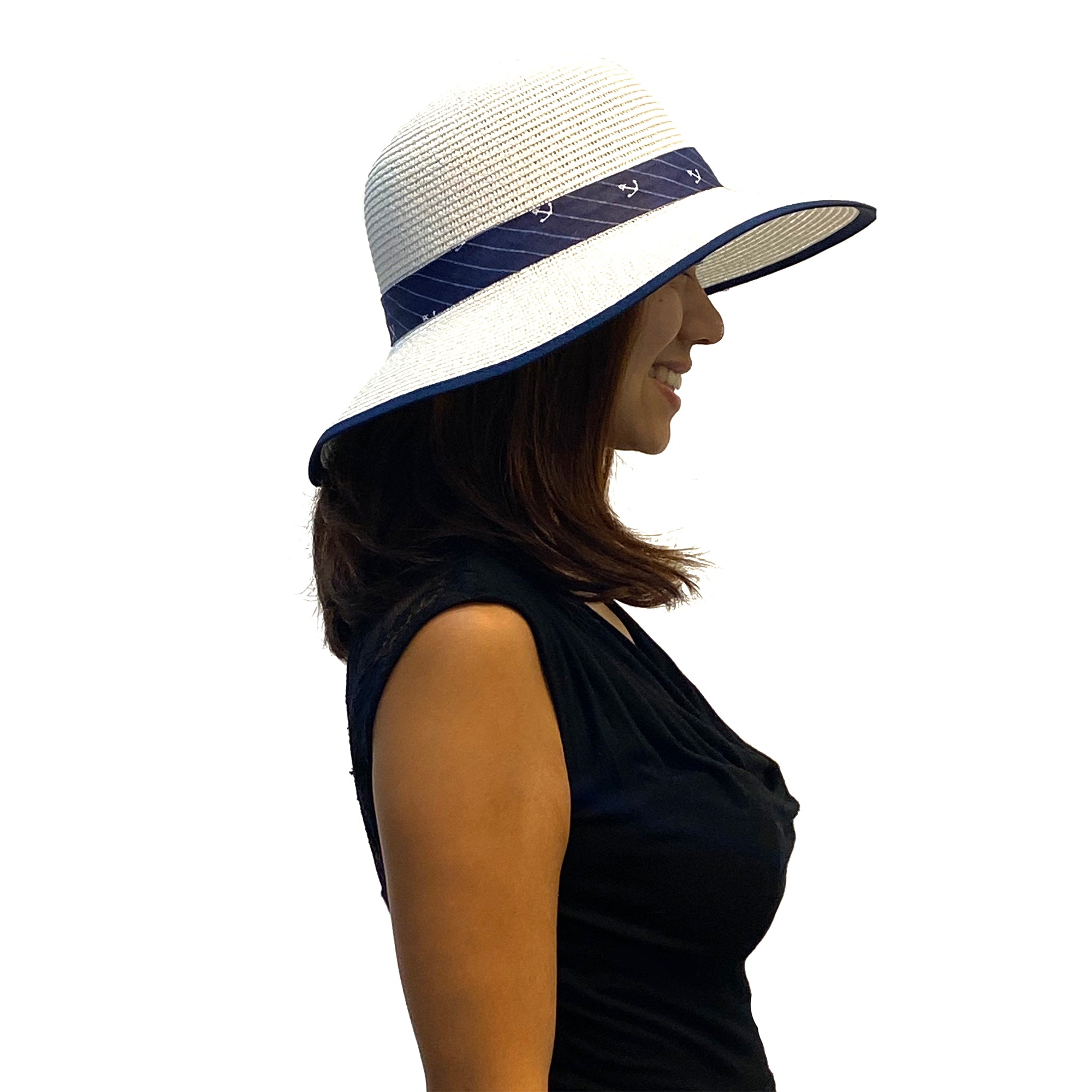 Round Marigold White Sun Hat for Women - Summer Beach Hat with Wide Brim for UV Protection, Outdoor Travel, Gardening, and Vacation Accessories