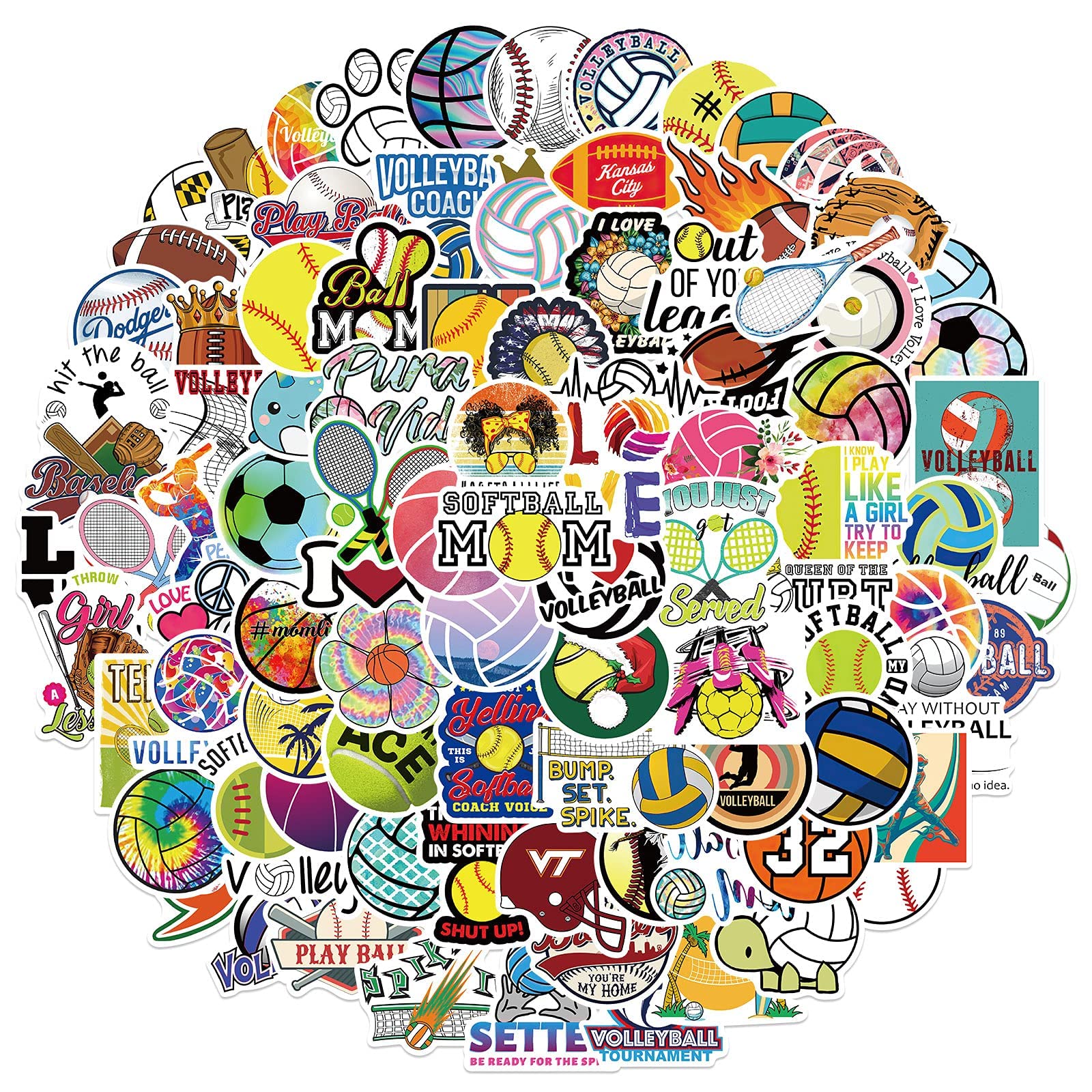 100 Pack Waterproof Vinyl Stickers for Hydro Flask & Laptop - Cute Aesthetic VSCO Stickers with Inspirational Quotes, Motivational Stickers for Teens & Students - Perfect for Water Bottles, Notebooks, Journals & DIY Crafts (Ball Design)