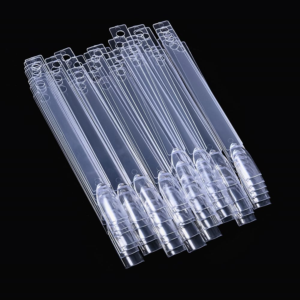 Blinginbox Clear 150PCS Nail Swatch Sticks with Ring - False Nail Sample Sticks for Nail Art Polish Color Practice & Fan-shaped Display - Perfect for Salon Professionals & DIY Nail Enthusiasts
