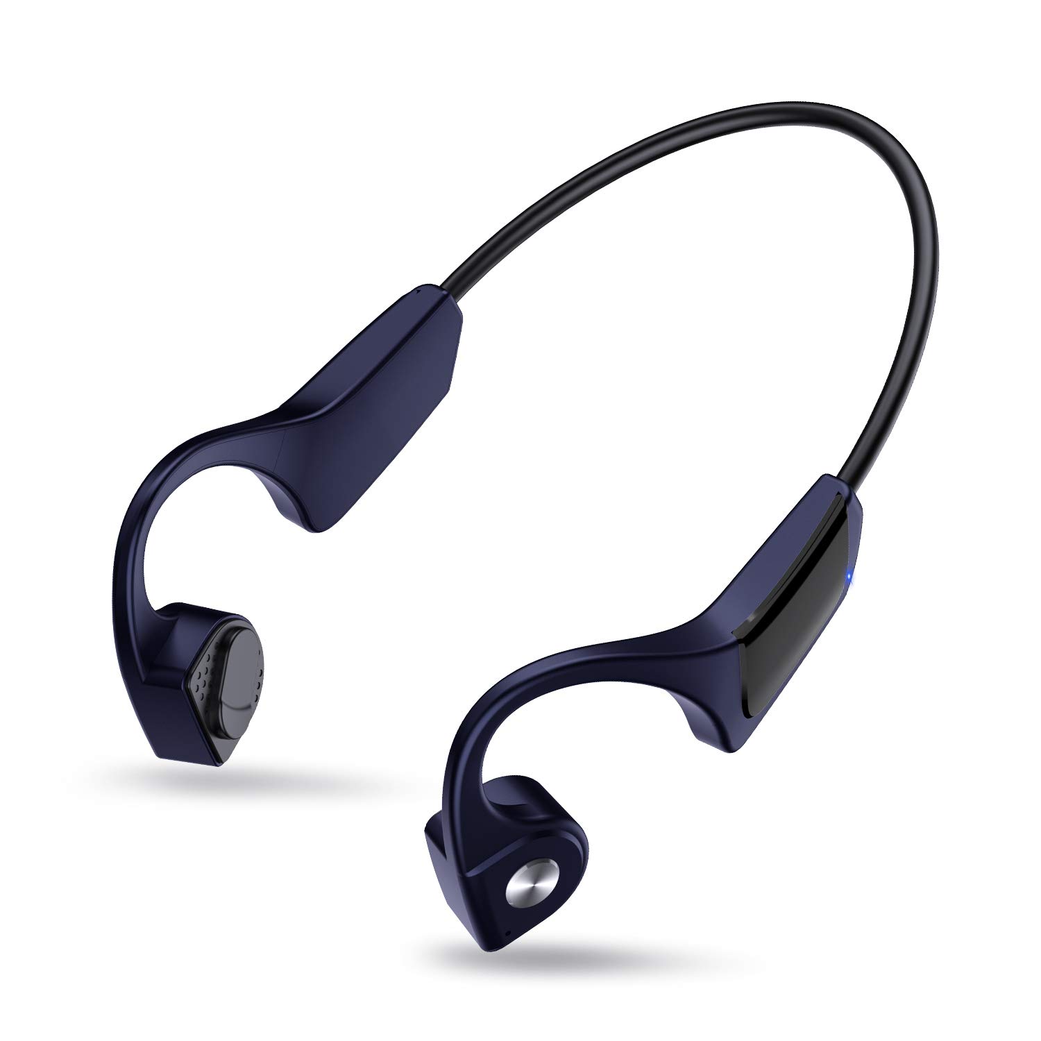 Meseto Open-Ear Bluetooth 5.0 Bone Conduction Headphones with Mic - Wireless Sweatproof Lightweight Sports Headset for Running, Hiking, Cycling & Driving - Hands-Free Calls & Music - Perfect for Workouts & Outdoor Activities (Blue)