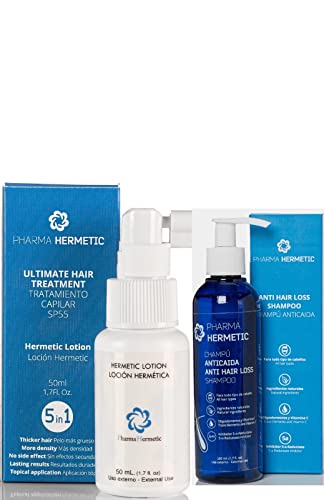 Pharma Hermetic Hair Growth Treatment Lotion & Anti Hair Loss Shampoo Set - Sulfate Free Formula for Thicker, Stronger Hair - Stimulates Follicles & Increases Density - Revitalizing Hair Care for Men & Women - Perfect for Daily Use & Hair Restoration Therapy
