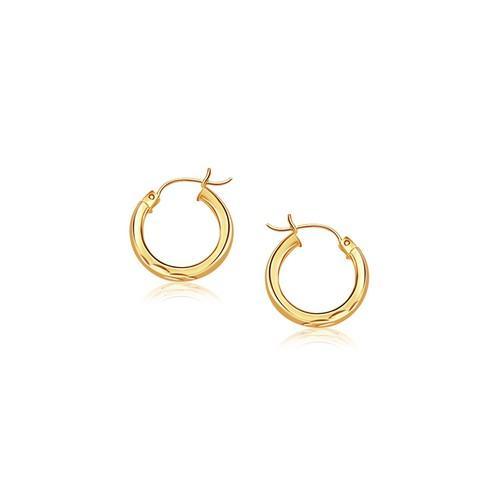 14K Yellow Gold Hoop Earrings for Women - 20mm Diamond Cut Finish Dangle Earrings | Perfect for Everyday Wear, Parties & Special Occasions