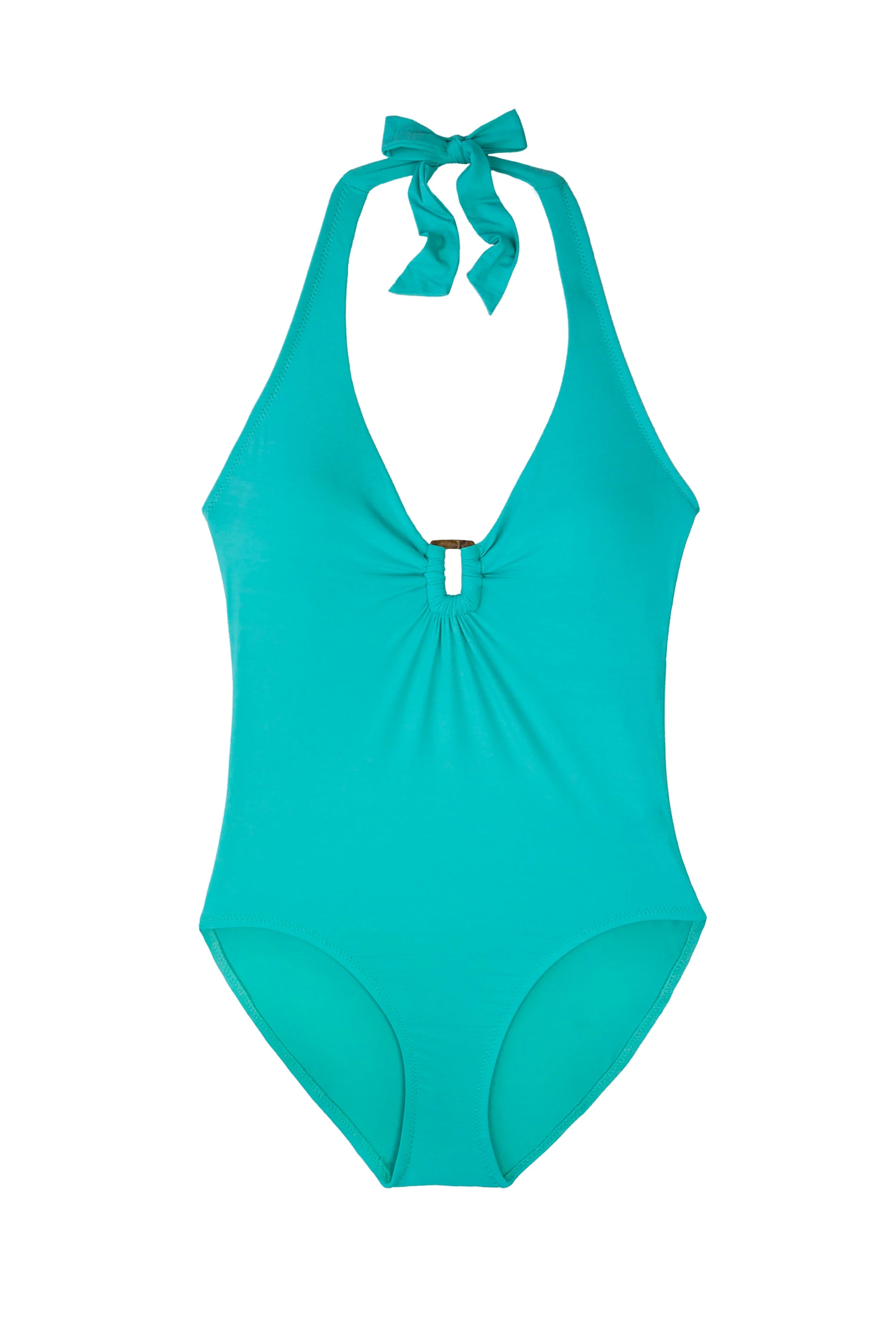 Plunge Tortoise One Piece Swimsuit | Textured Seafoam Aqua Bathing Suit for Women - Perfect for Beach Vacations, Pool Parties & Summer Getaways