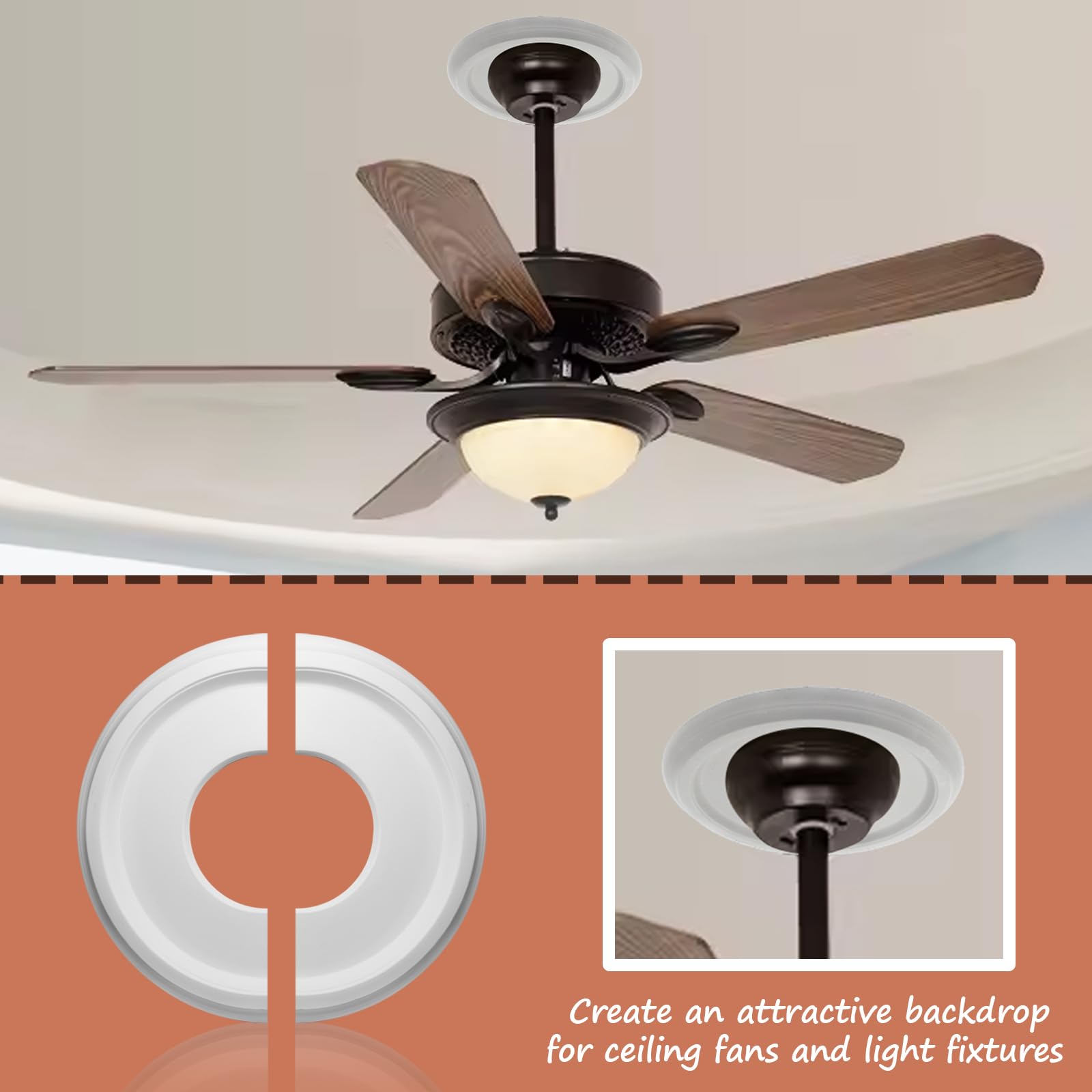 2 Pack White PU Split Ceiling Medallion - 10