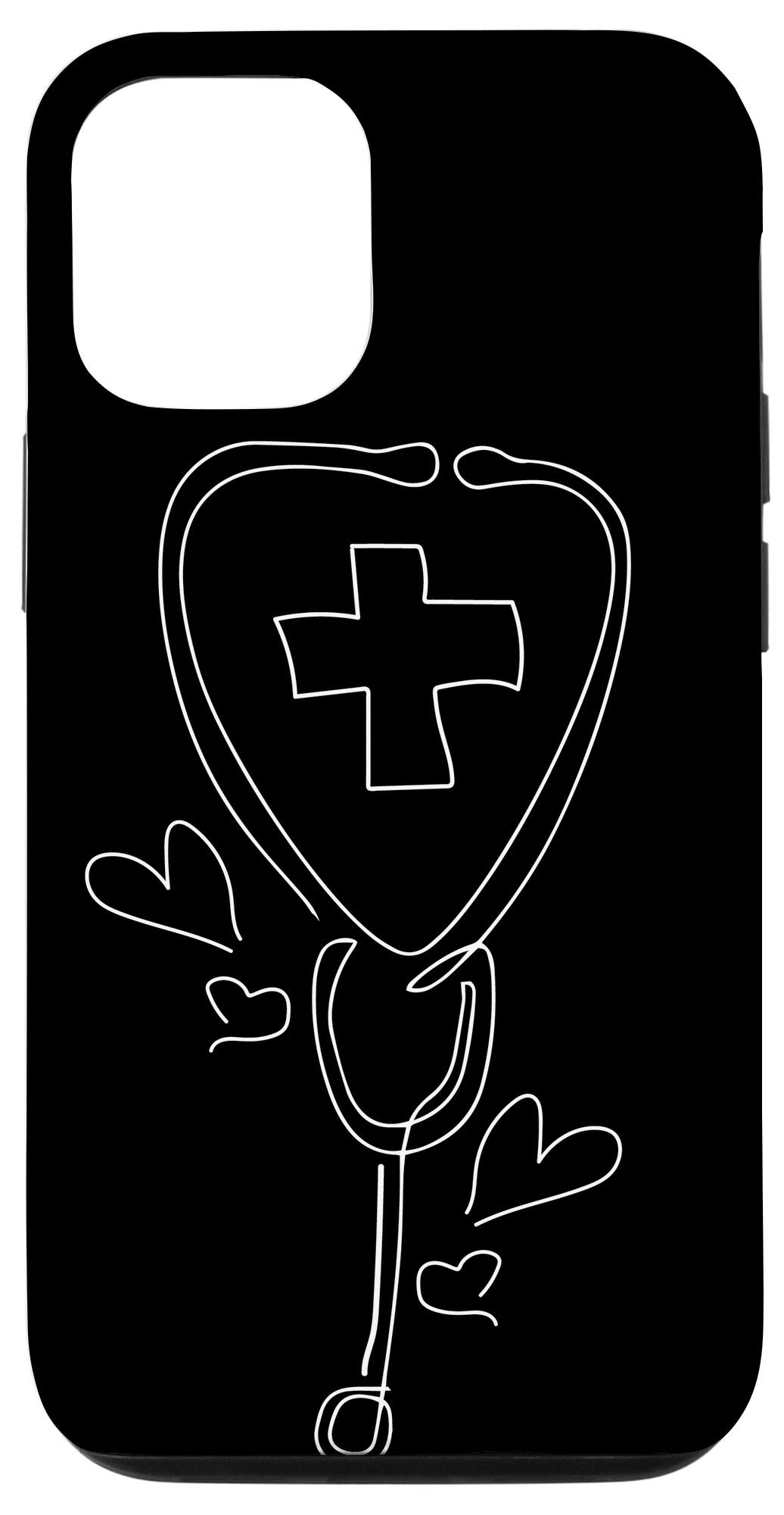 iPhone 12/12 Pro Stethoscope Line Art Phone Case - Perfect Gift for Nurses, LPN, CNA, LVN, RN - Durable Protective Cover for Healthcare Professionals - Great for Hospitals, Clinics & Nursing Schools