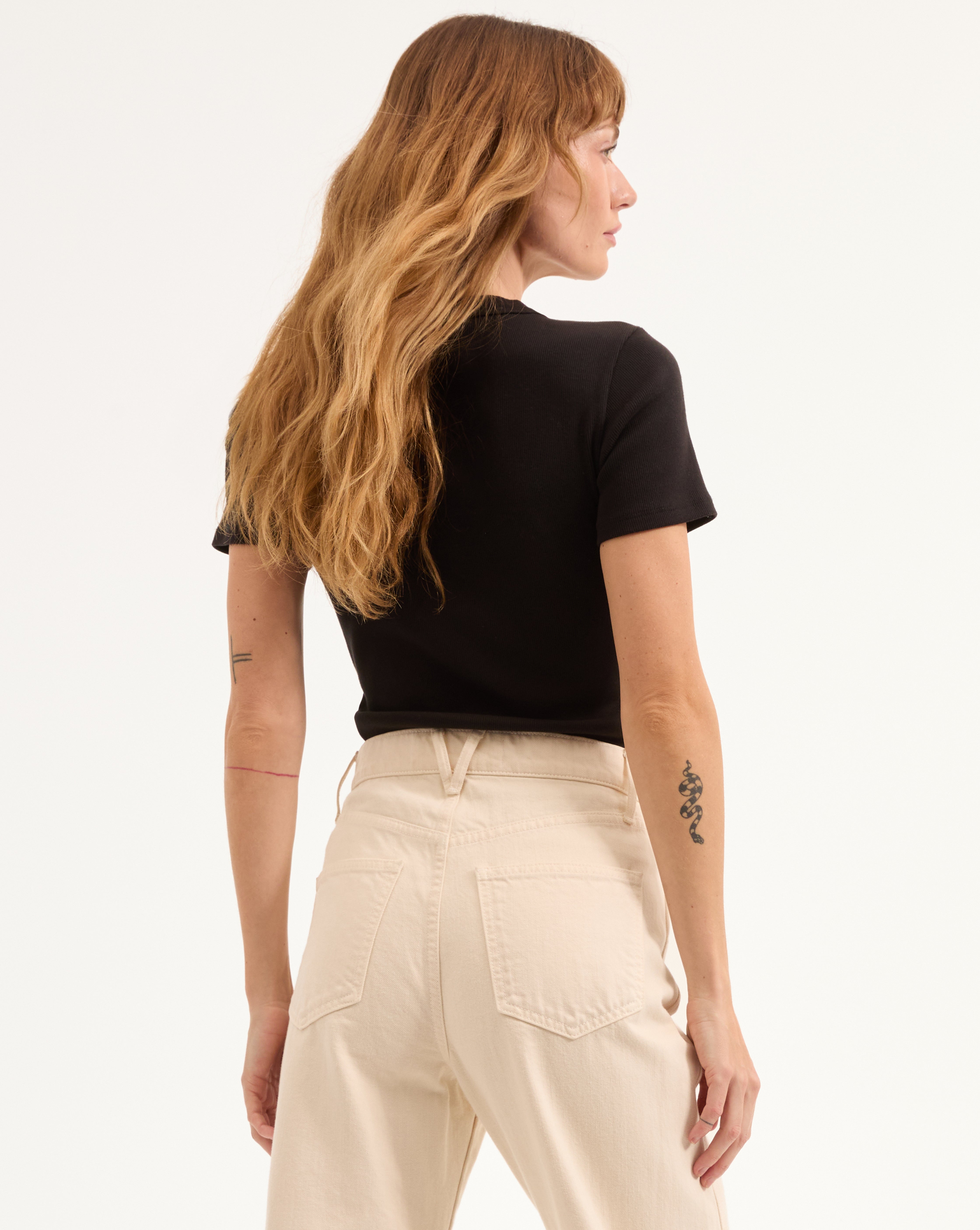 Pruitt Ribbed Tee for Women - Soft Stretch Slim Fit Short Sleeve T-Shirt - Casual & Layering Essential for Everyday Wear