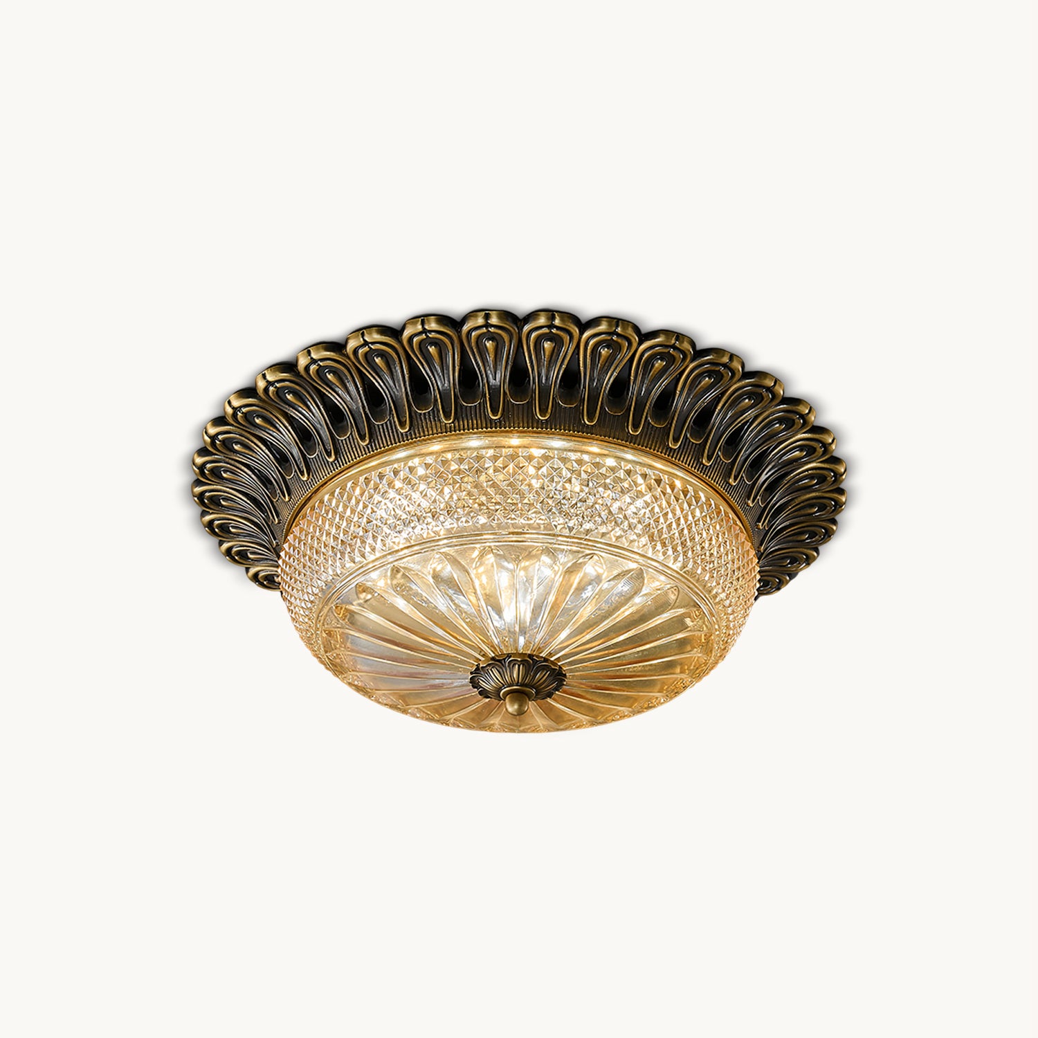 Handmade Cecilie Carved Glass Ceiling Light Fixture - Vintage Inspired Floral Chandelier for Dining Room, Bedroom & Living Room Decor