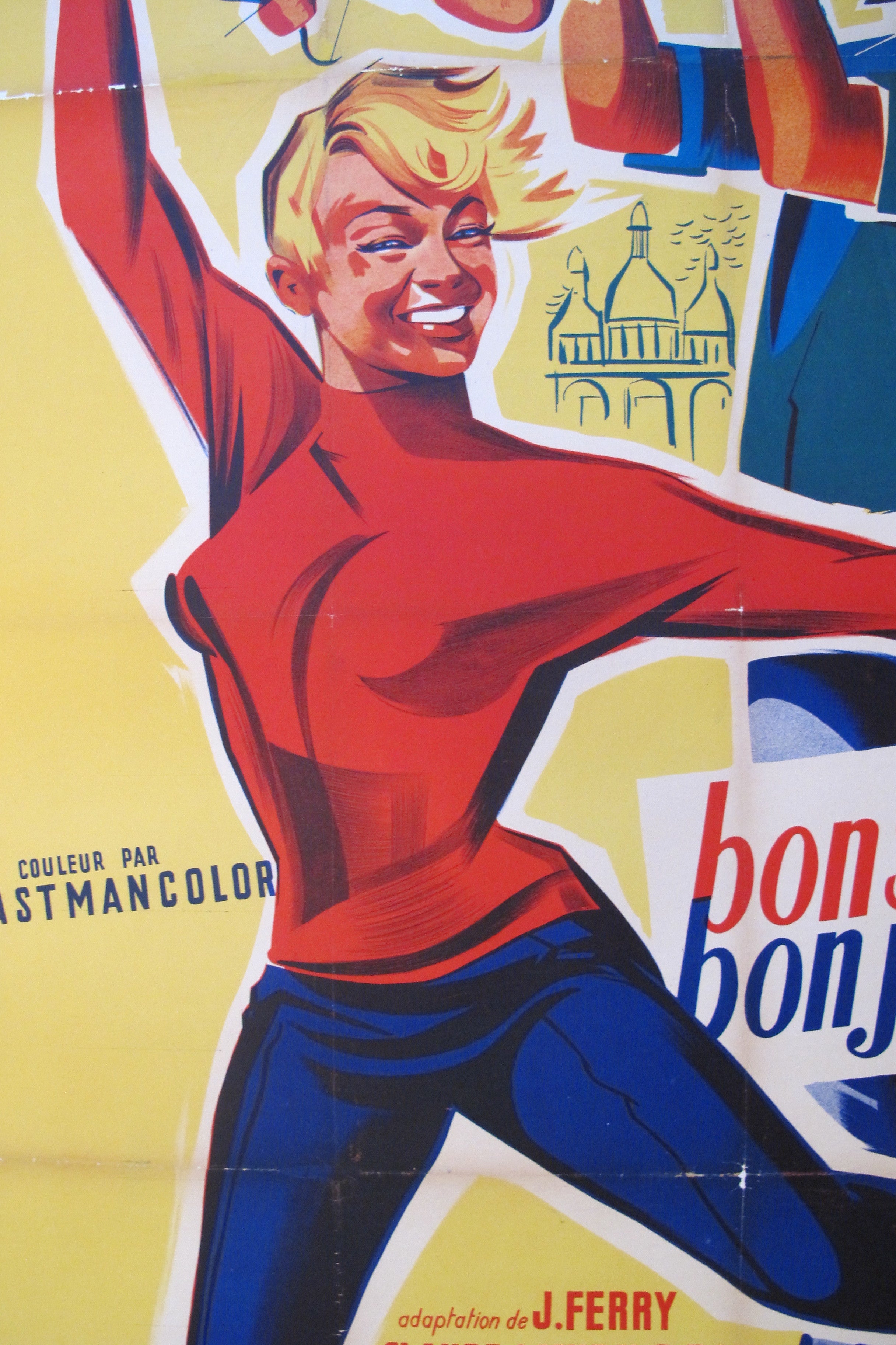 1967 Original Vintage French Movie Poster - Bonsoir Paris, Bonjour L'Amour - Classic Cinema Collectible for Home Theater & Film Memorabilia Display