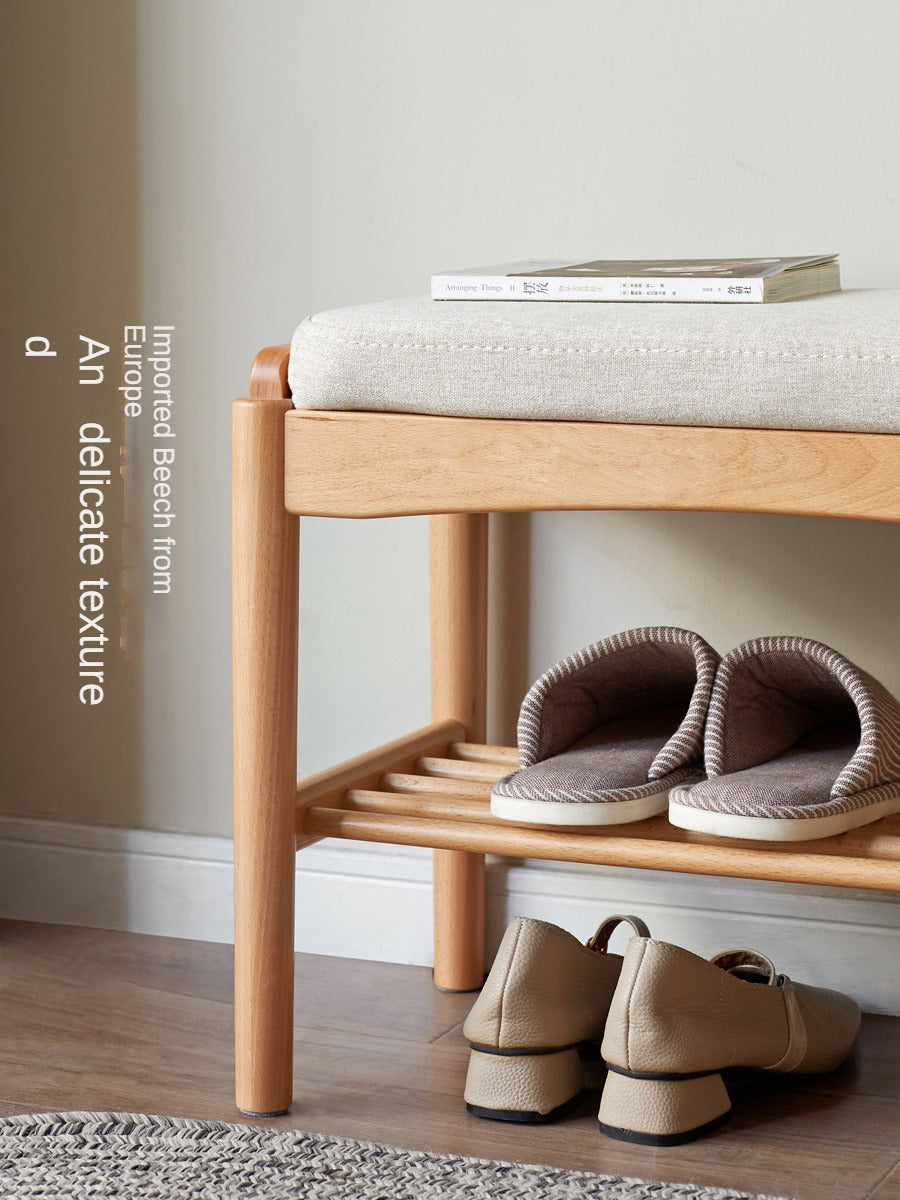 Solid Wood Shoe Storage Bench - Beech, Cherry, Walnut & Oak - Entryway Organizer for Home & Closet Storage