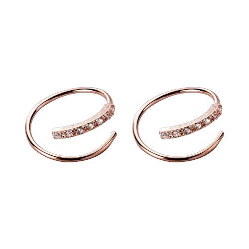 Elegant Sterling Silver CZ Line Wrap Ear Climber Crawler Cuff Earrings - Huggie Hoop Earrings for Women & Teen Girls | Perfect for Parties, Weddings & Everyday Wear