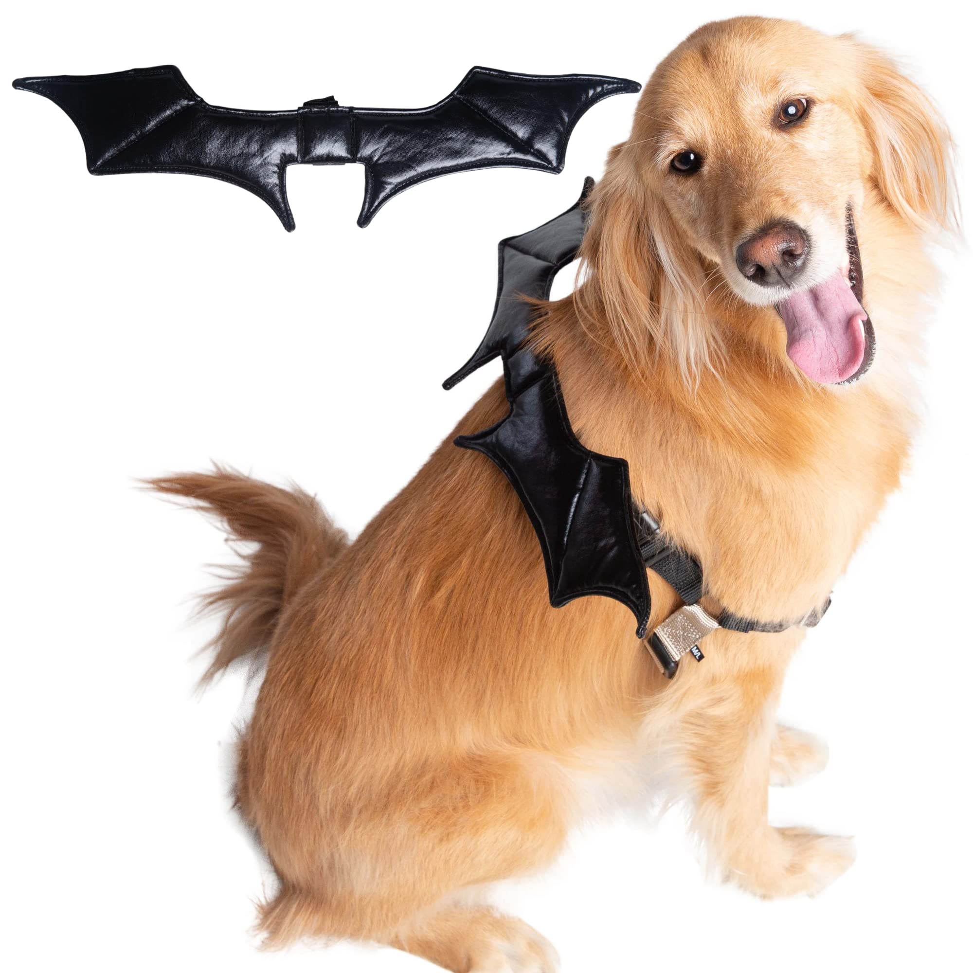 Pet Krewe Bat Dog Costume with Bat Wings & Harness Attachment - One Size Fits All - Perfect for Halloween, Christmas, Parties & Photoshoots - Great Gift for Dog Lovers - Ideal for Dress-Up, Pet Parades & Themed Events
