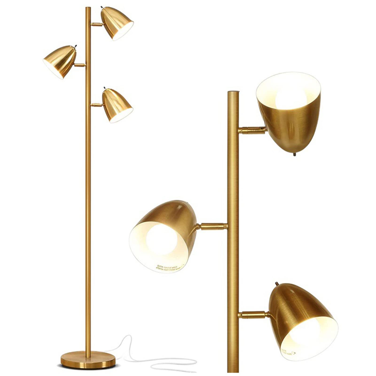 **3-Arm Adjustable Tree Floor Lamp - 360° Swivel Reading Light for Living Room, Bedroom & Office - Tall Standing Pole Lamp with 3 Bulbs (Gold) - Perfect for Cozy Reading, Task Lighting & Ambient Illumination**