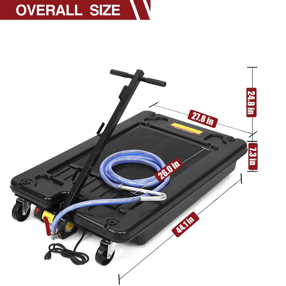 GARVEE 17 Gallon Electric Oil Drain Pump with 110V Motor & 8 Ft Hose - Low Profile Oil Drain Cart with T-Folding Handle for Trucks, Cars, SUVs - Ideal for DIY Oil Changes & Auto Maintenance in Garages