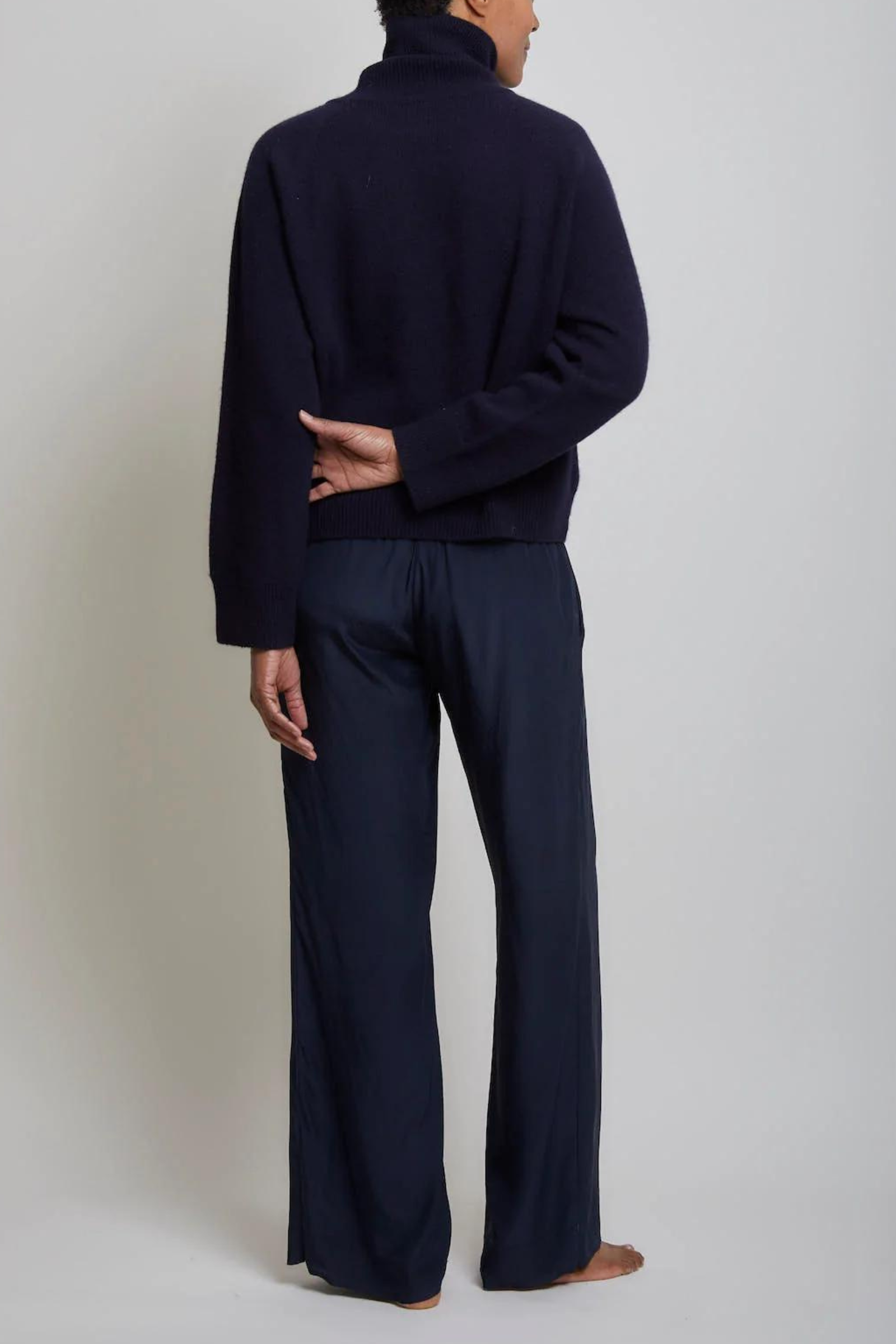 Luxury Silk Charmeuse Lounge Pants for Women - Soft Navy Blue Sleepwear & Loungewear - Perfect for Relaxing at Home, Spa Days & Comfortable Travel