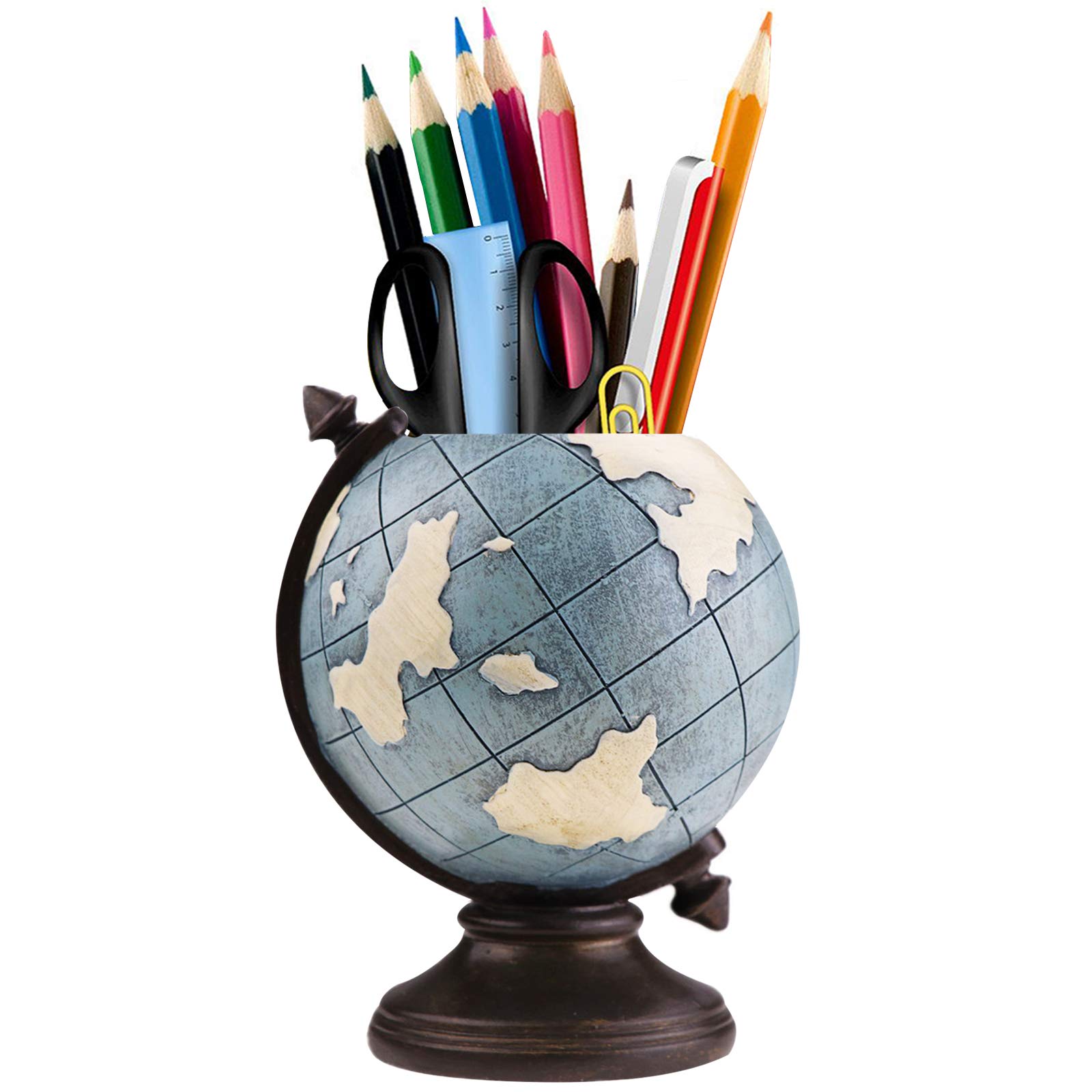 MUAMAX Globe Pen Holder - Stylish Desk Organizer for Pens, Pencils & Office Supplies | Perfect for Home, Office & School Workspaces | Durable Desktop Accessory to Keep Your Workspace Neat