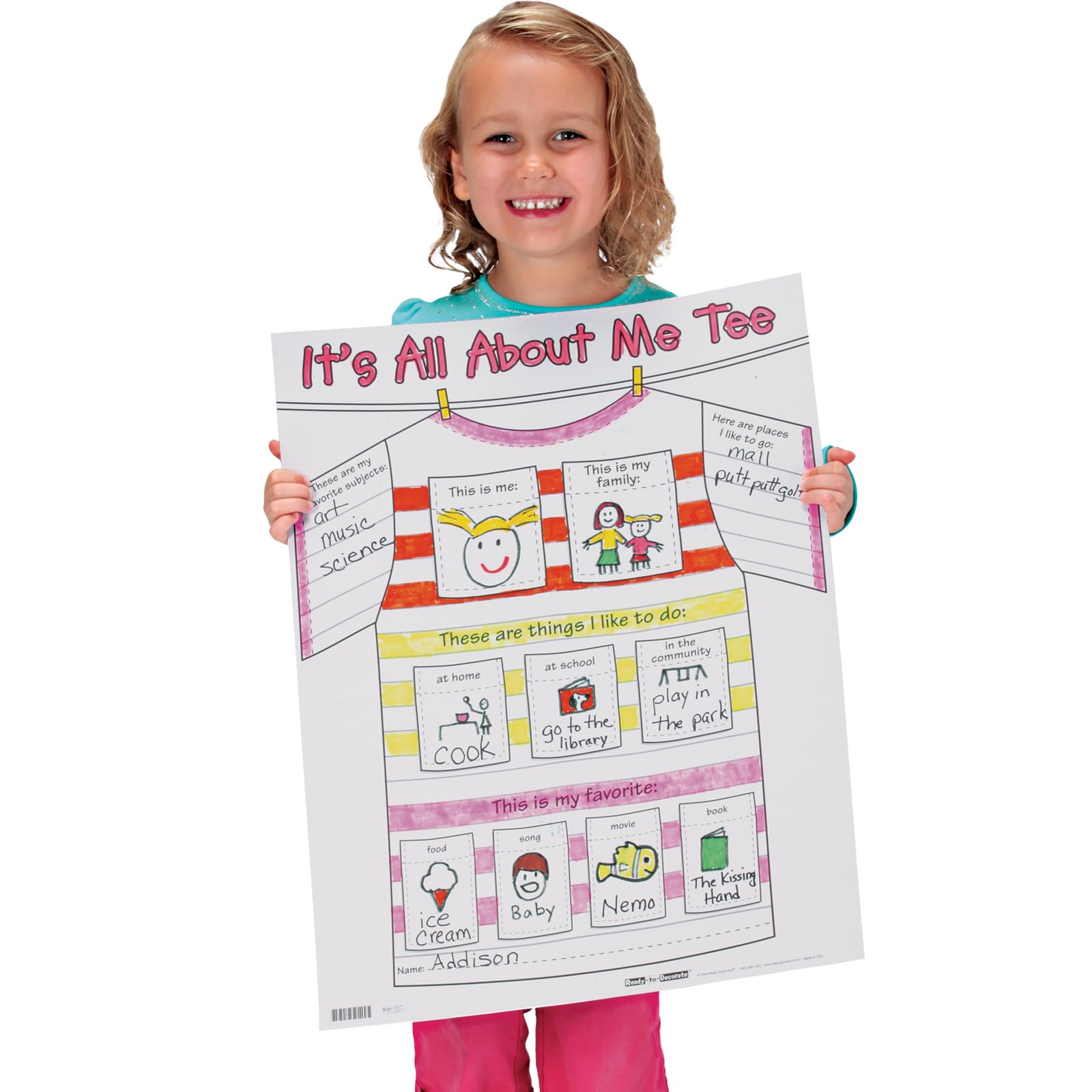 Ready-To-Decorate All About Me Tee Posters - 24 Pack for Classroom Activities, Back to School Projects & Student Self-Expression