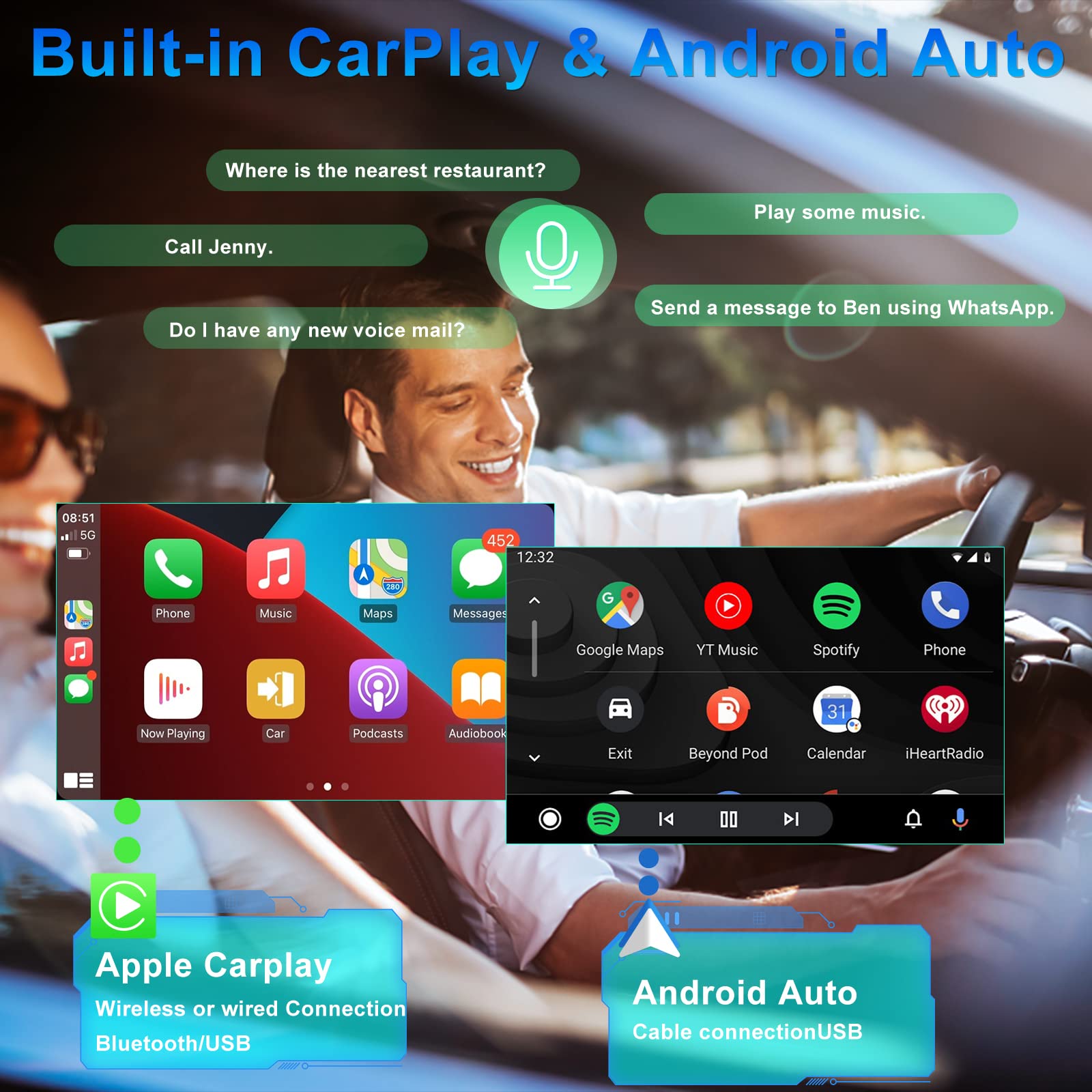 2+64GB Android 13 Car Stereo with Wireless Apple CarPlay & Android Auto - 7