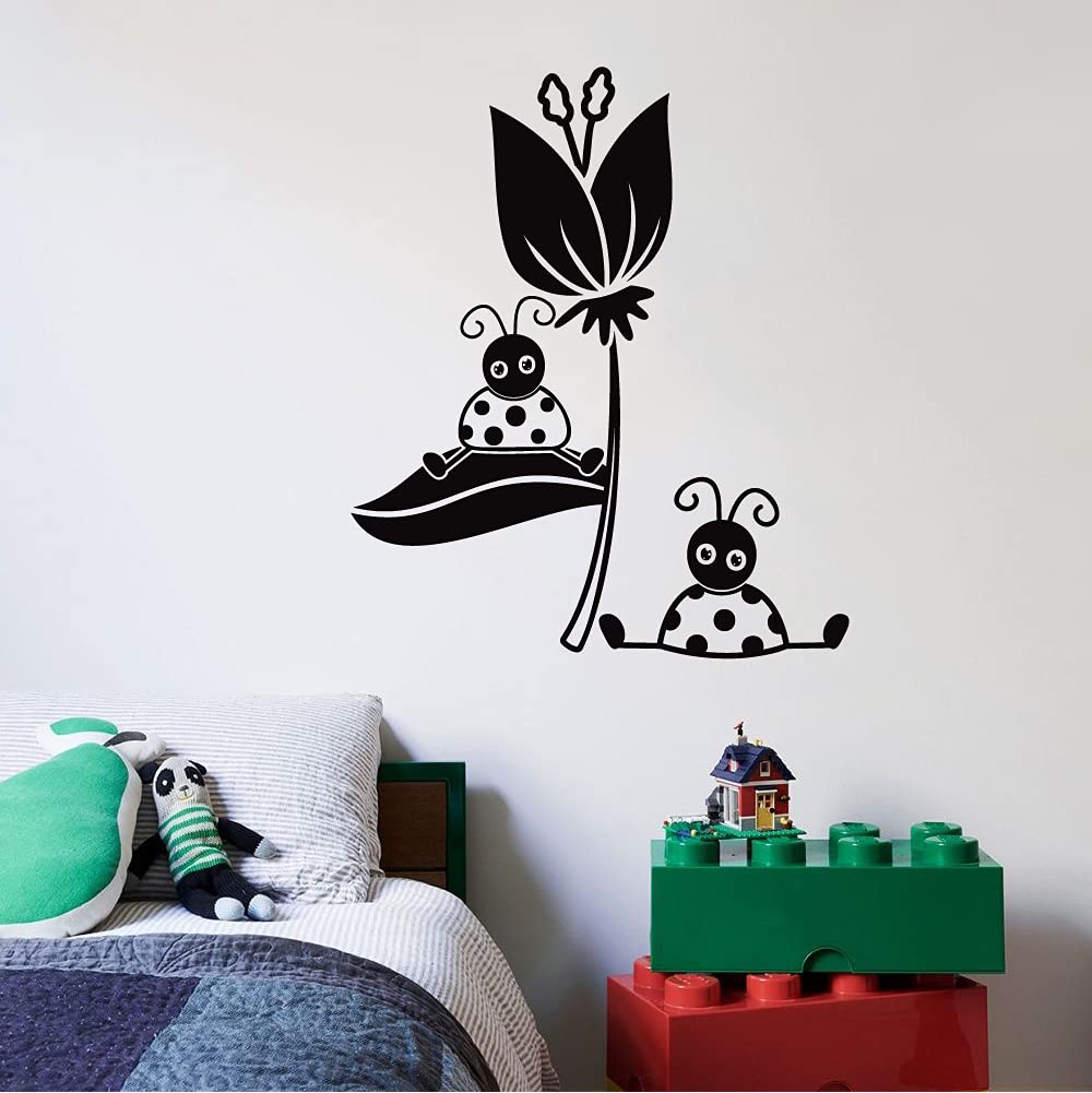 Cute Ladybug Vinyl Wall Stickers - 30x20 Inch Animal Insect Decals for Kids Room, Nursery & Playroom Decor - Perfect for Boys, Girls & Home Decoration