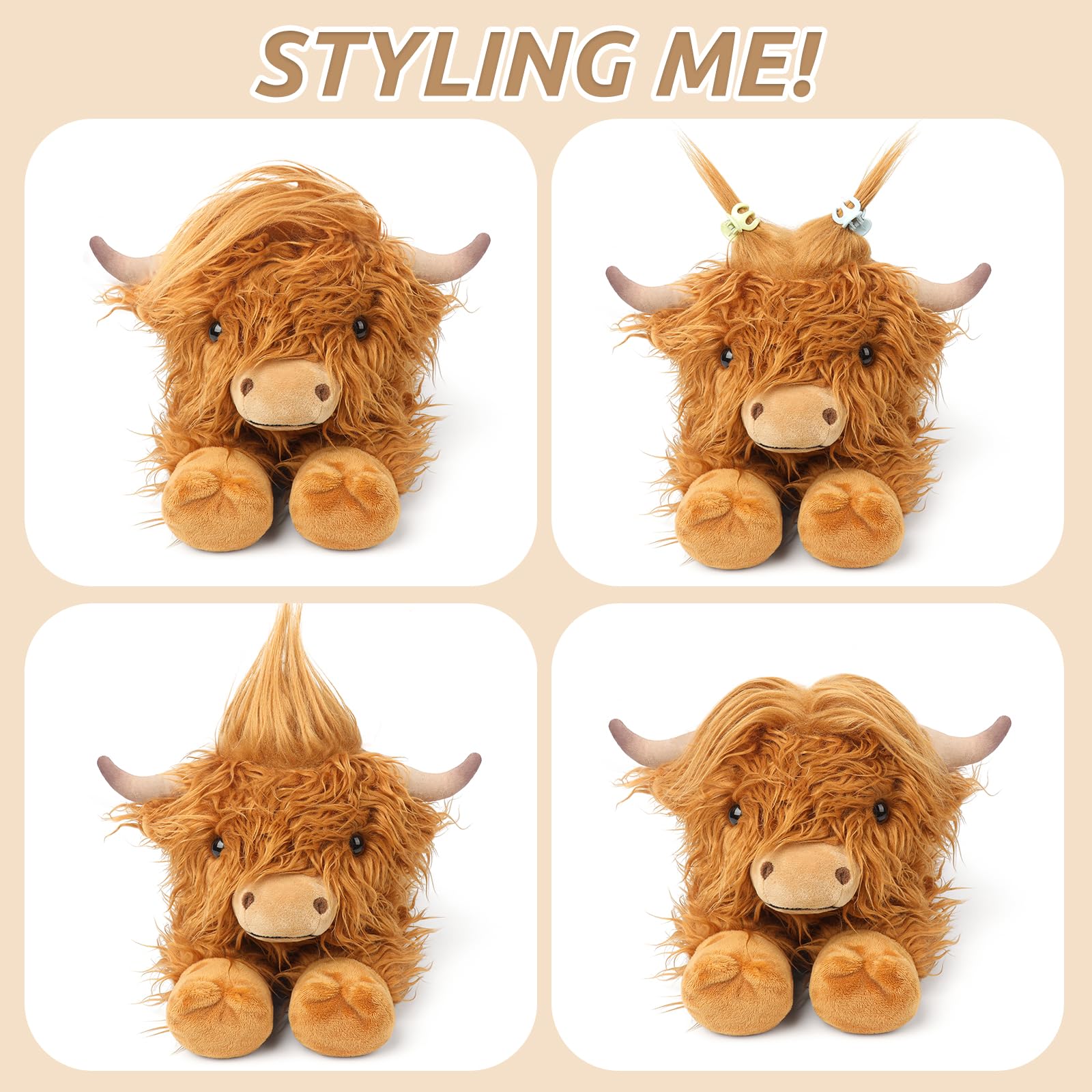 Heatable Highland Cow Plush Toy - Microwaveable Stuffed Animal for Pain Relief & Stress, Lavender Scented Warmable & Coolable Cow Plushie for Anxiety, Women & Kids | Perfect for Bedtime, Cramp Relief & Relaxation