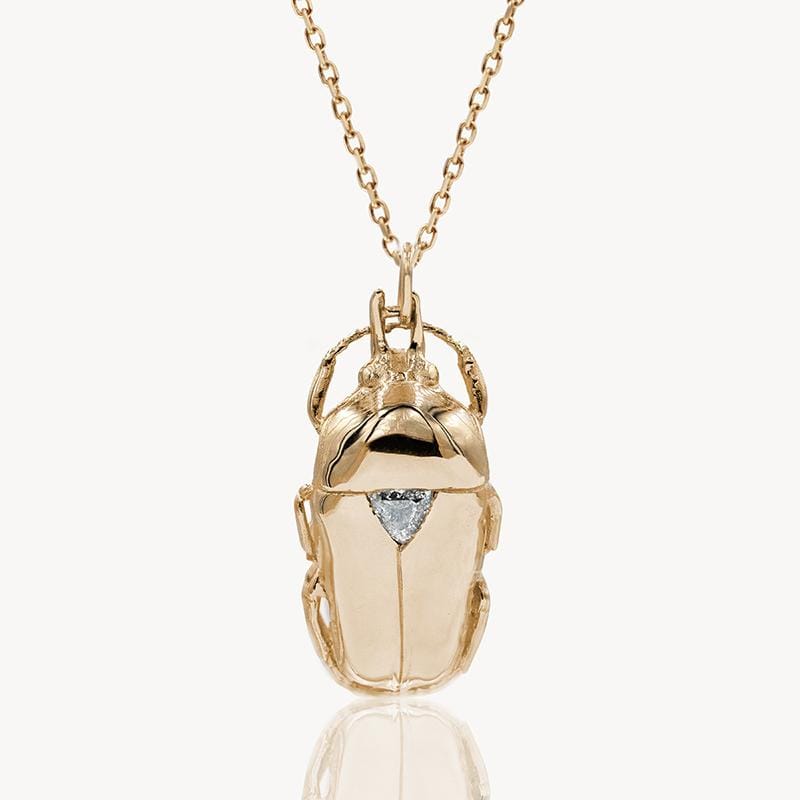 Exquisite Diamond Scarab Necklace for Women - 14K Gold Egyptian Jewelry - Perfect for Gifts, Weddings & Special Occasions