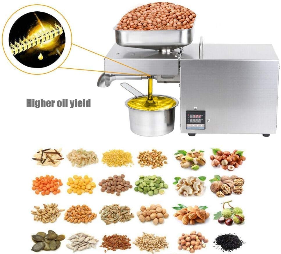 610W Cold/Hot Press Oil Extractor Machine - Automatic Nut & Seed Oil Press for Home & Commercial Use | 304 Stainless Steel, Intelligent Control, 110V | Perfect for Organic Cooking, Salad Dressings & DIY Beauty Products