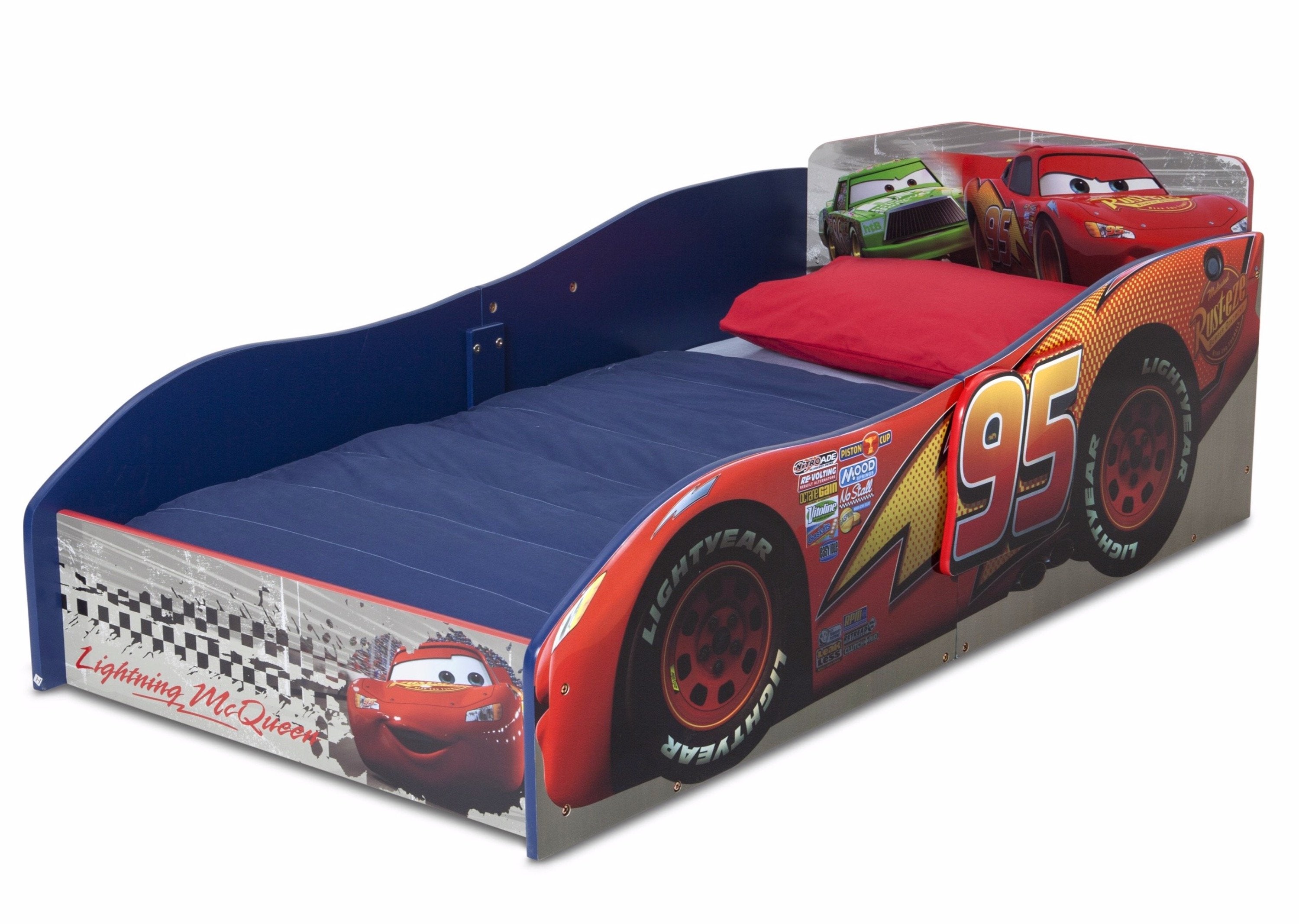 Wooden Toddler Car Bed for Kids - Race Car Themed Bedroom Furniture for Boys & Girls - Perfect for Nursery, Bedroom, and Playroom Decor
