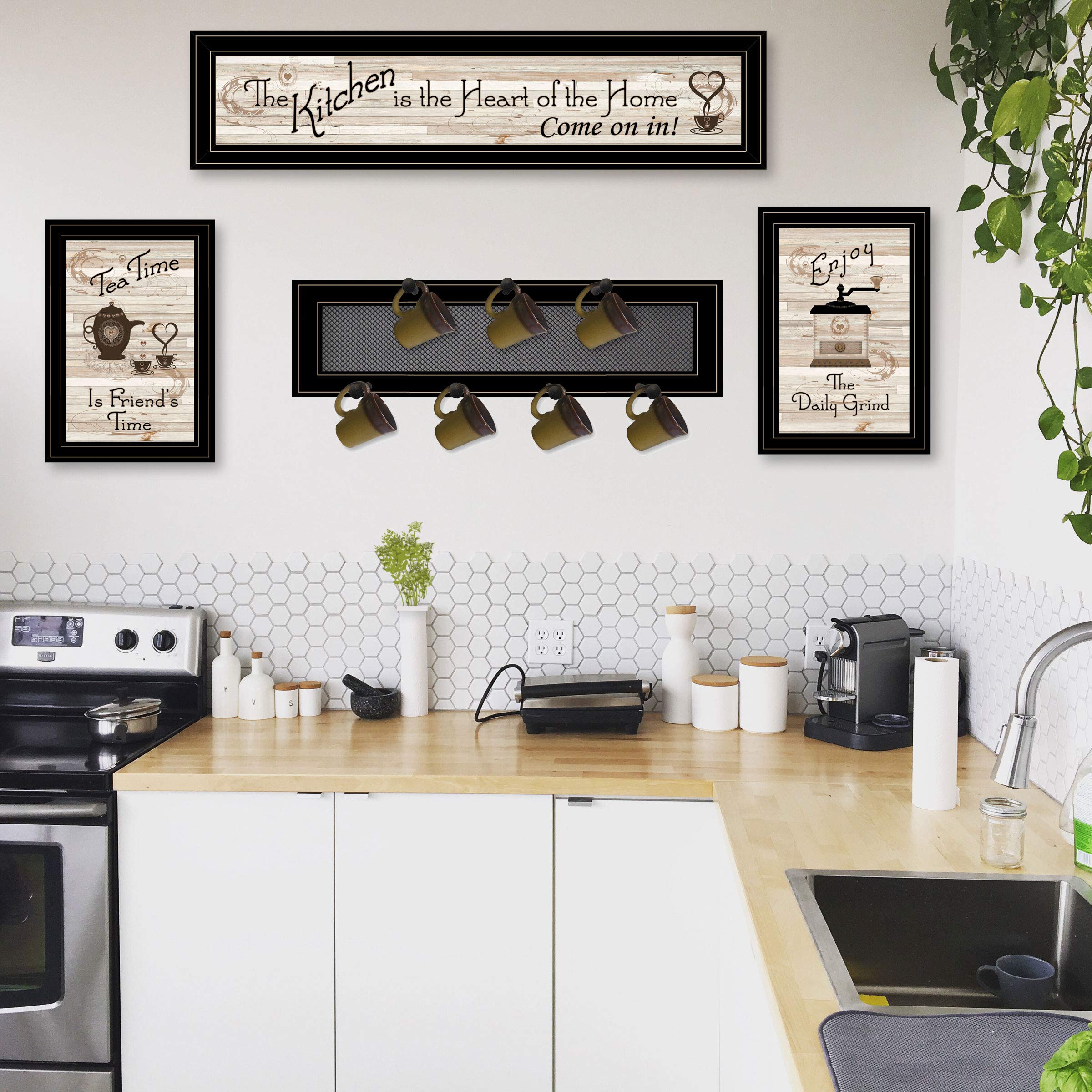 33x10 Inch Black Kitchen IV Printed Wall Art - Modern Home Decor for Kitchen, Dining Room & Office