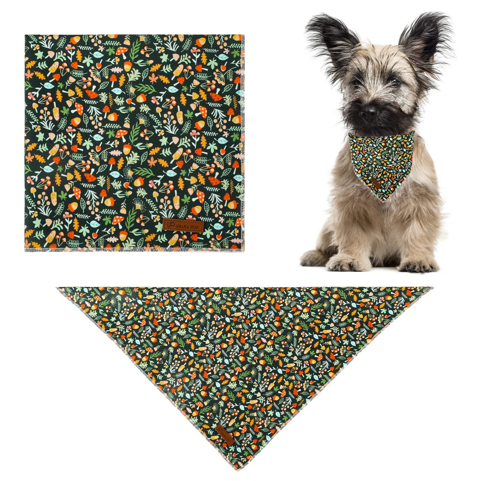 UP URARA PUP Fall Dog Bandana - Soft Cotton Triangle Scarf for Small & Medium Dogs & Cats - Cozy Pet Kerchief for Puppies & Kittens - Perfect for Autumn Walks, Photo Shoots & Seasonal Pet Fashion