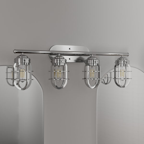 Hunter Starklake 4-Light Chrome Vanity Light Fixture - Perfect for Bathroom, Dressing Room & Makeup Area Lighting
