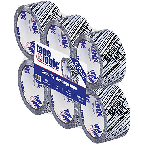 Aviditi Security Packing Tape 2 Inch x 110 Yards - Tamper Evident Packaging Tape with Printed 'Security Tape' Warning - 2.5 Mil Thick - 6 Rolls per Pack - Ideal for Shipping Boxes, Warehouse Sealing & Package Protection