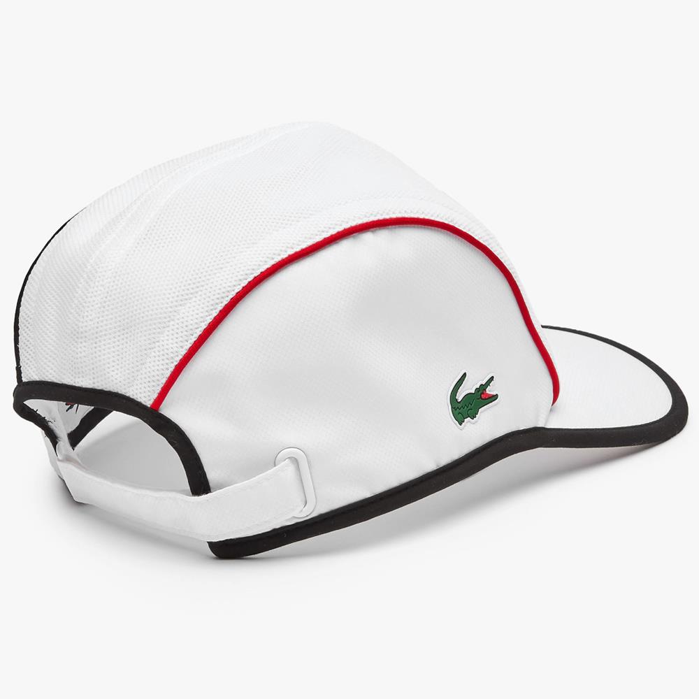 Lacoste Men's Sport Mesh Panel Lightweight Baseball Cap - Breathable Adjustable Dad Hat for Golf, Running, Outdoor Activities - White