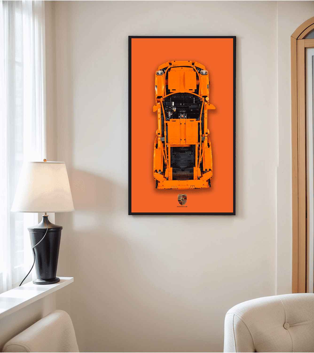 LEGO Technic 42056 Porsche 911 GT3 RS Wall Display Frame - Premium Showcase for LEGO Car Models - Perfect for Home Office Decor & Collector's Display